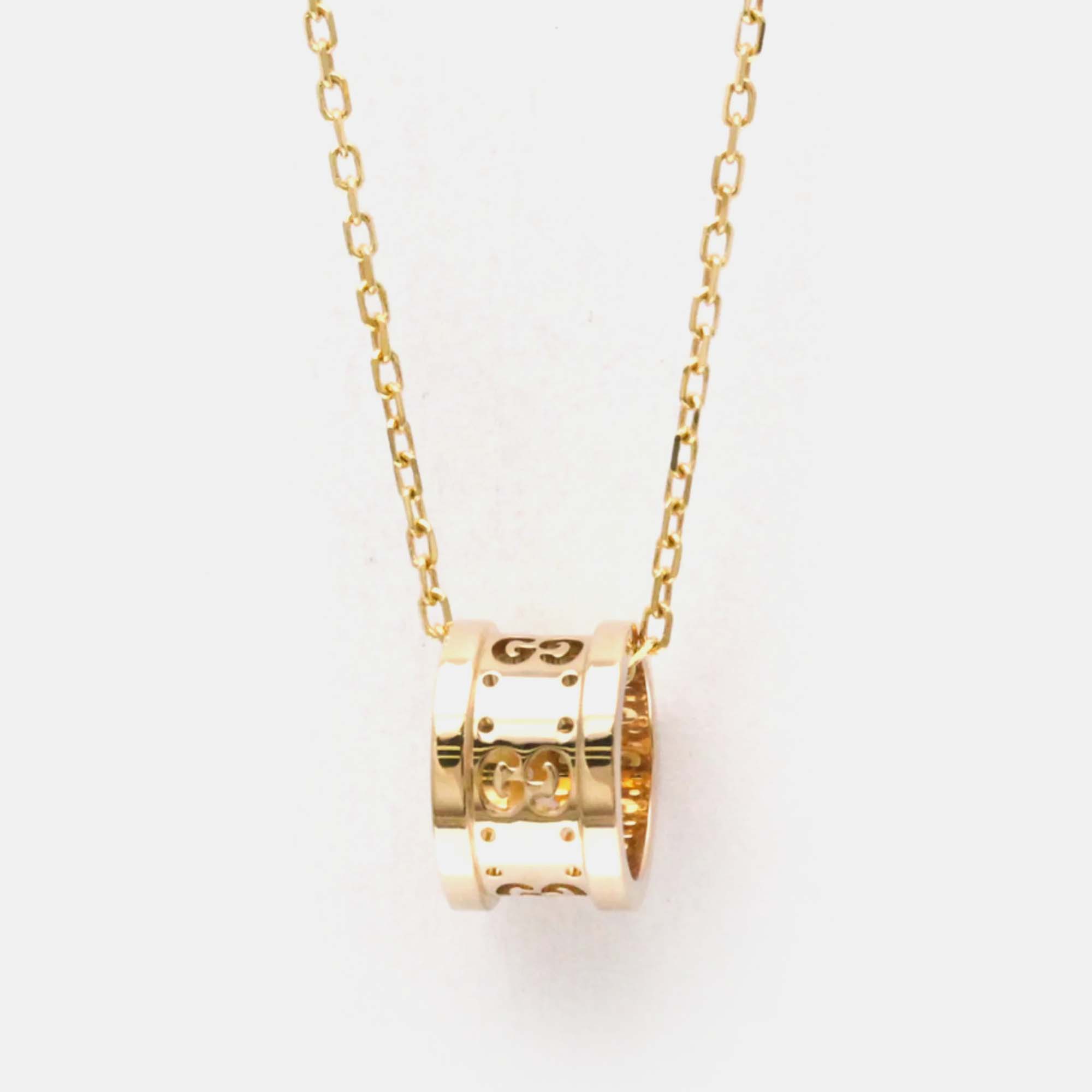

Gucci Icon Toile Necklace Pink Gold 18K Pendant Necklace Pink Gold