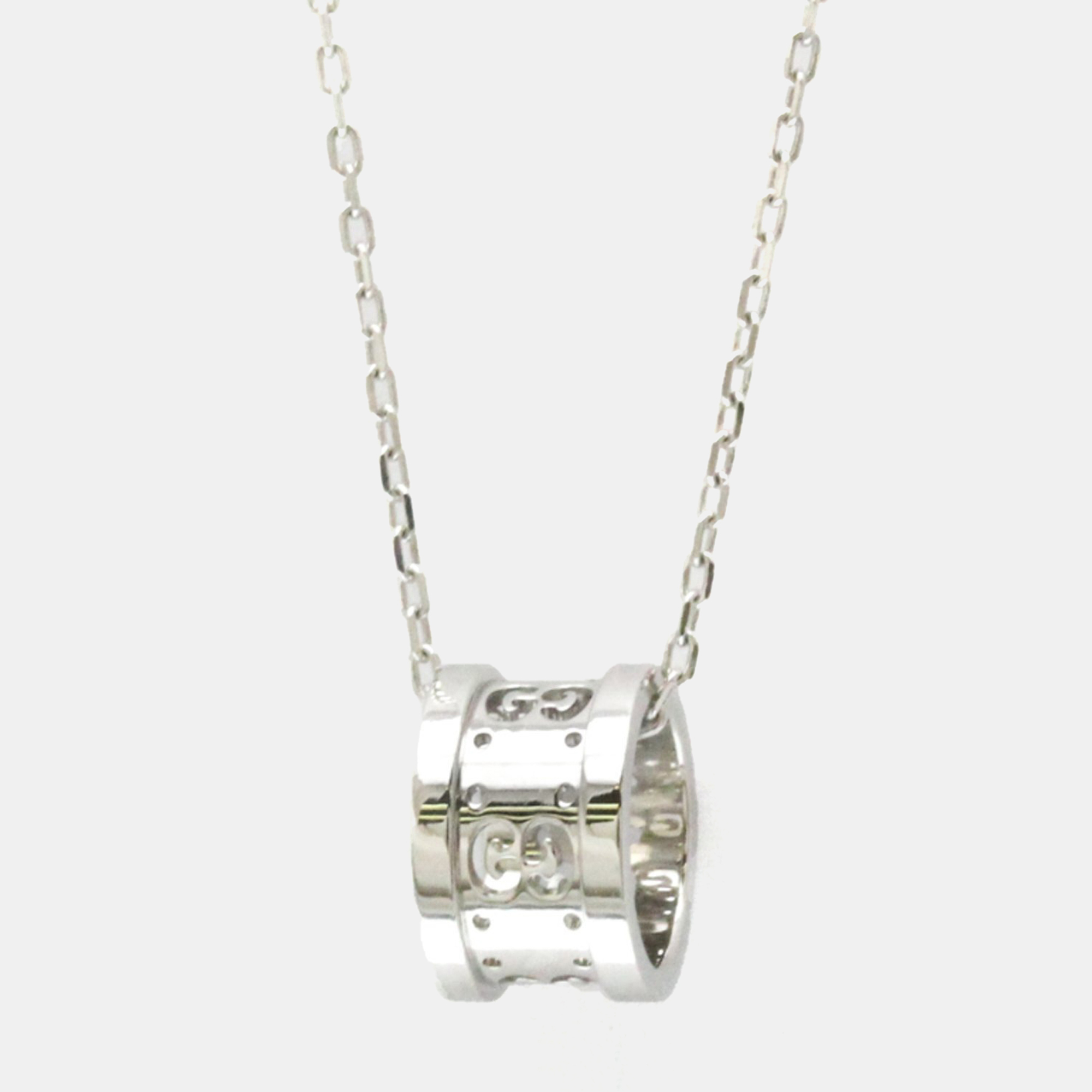 

Gucci Icon White Gold 18K No Stone Men Women Fashion Pendant Necklace Silver