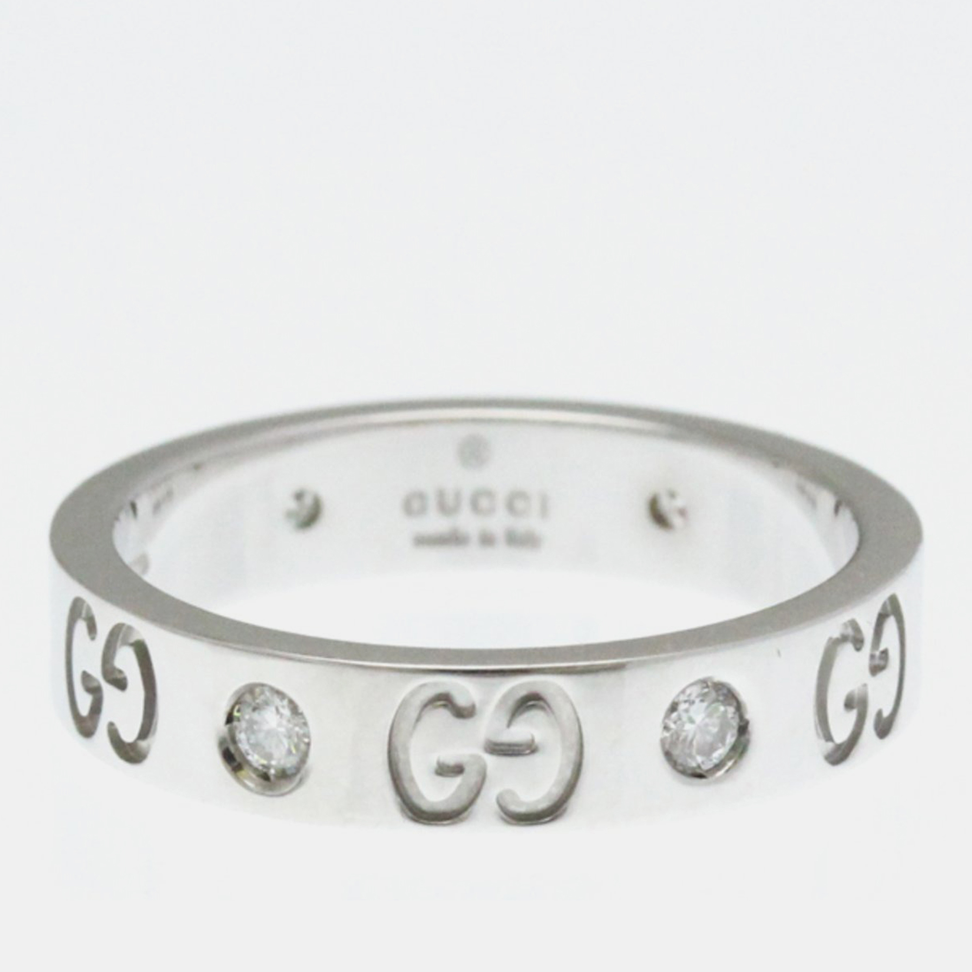 

Gucci Icon White Gold 18K Fashion Diamond Band Ring Silver