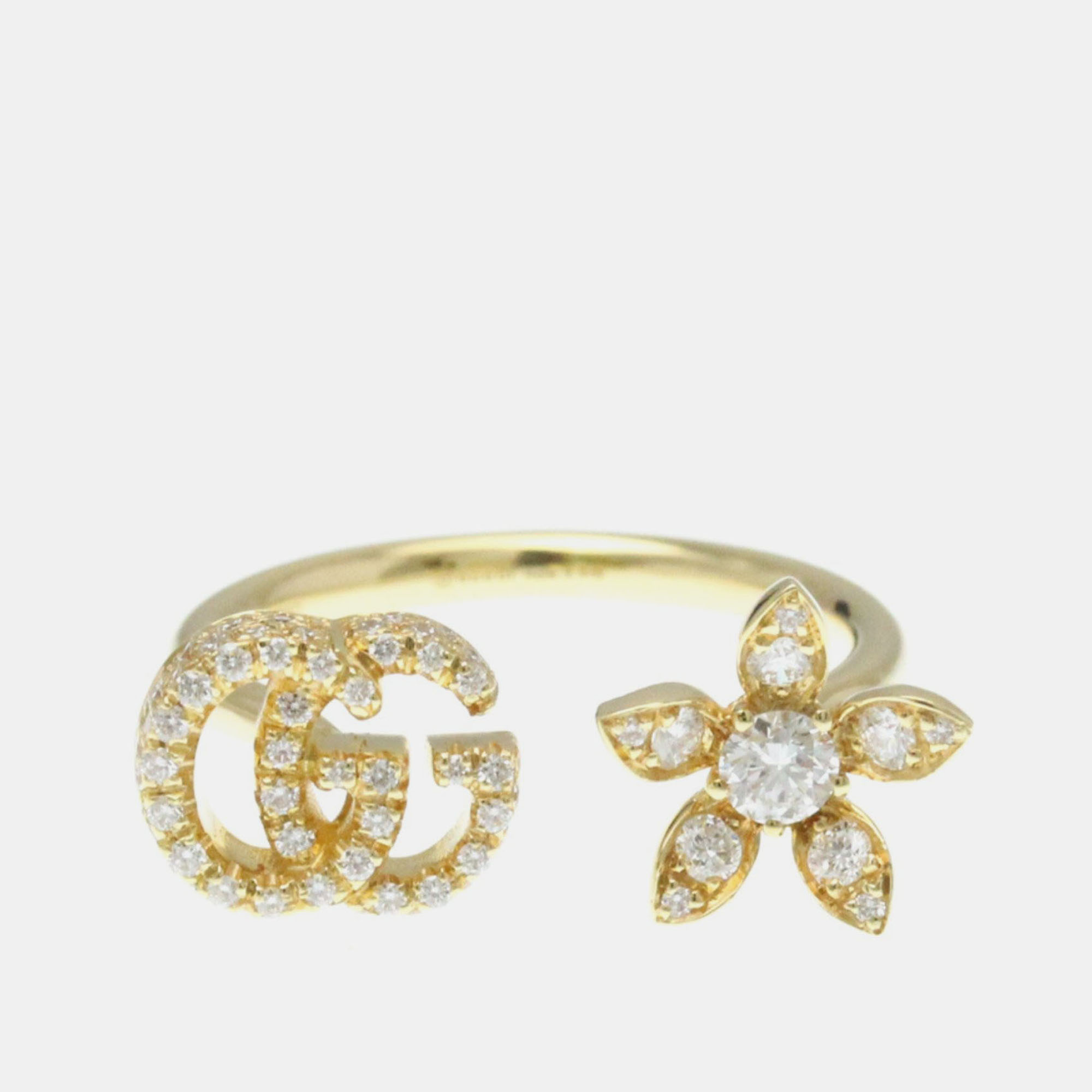 

Gucci GG Flora Diamond Ring Yellow Gold 18K Fashion Diamond Band Ring Gold
