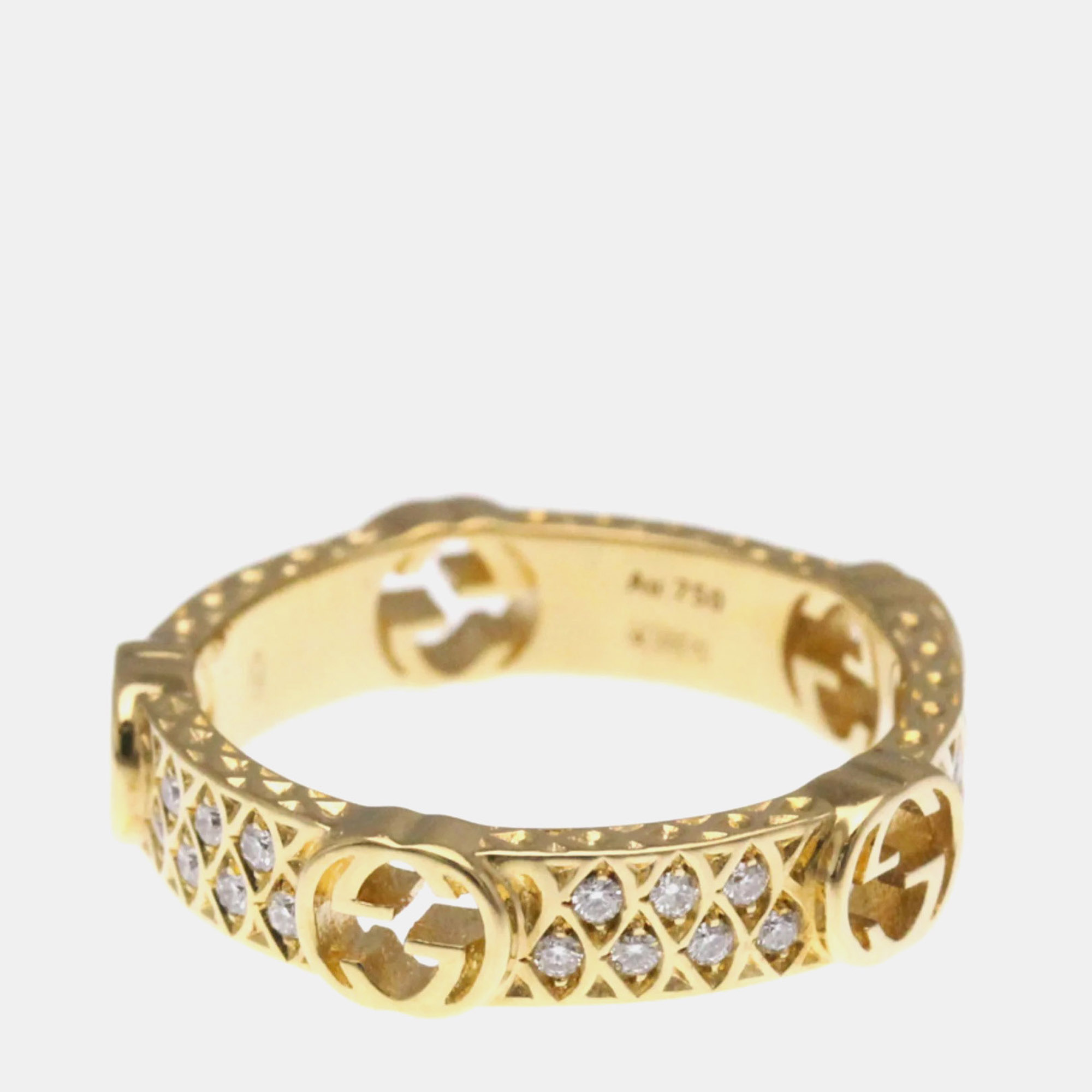 

Gucci Interlocking G Diamond Ring 18K Yellow Gold Fashion Diamond Band Ring