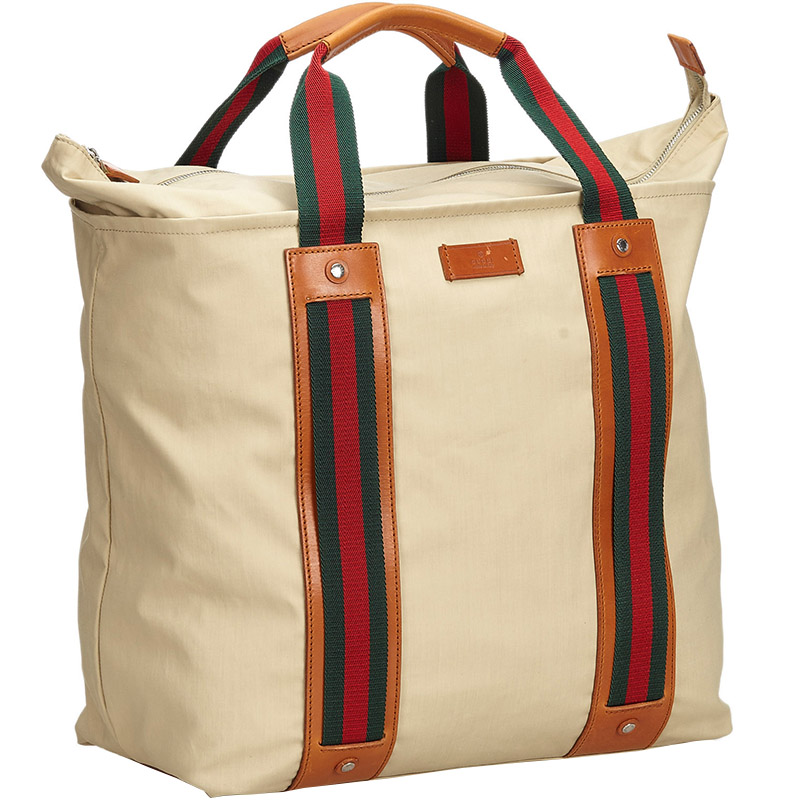 

Gucci Beige Web Canvas Weekender Bag, Multicolor