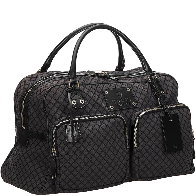 

Gucci Gray/Black Diamante Canvas Travel Bag