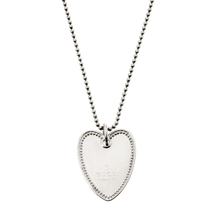 Gucci Sterling Silver Beads Heart Pendant Necklace