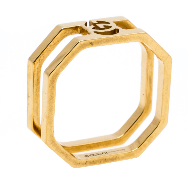 Gucci Running G 18K Yellow Gold Band Ring Size 51
