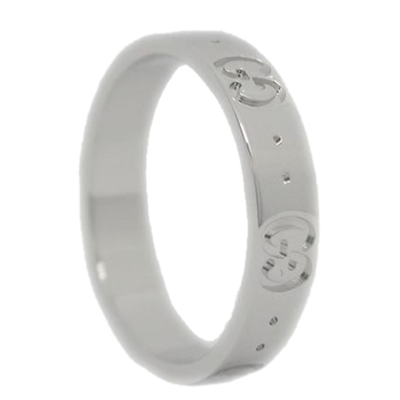 Gucci 18K White Gold Icon Ring Size 53