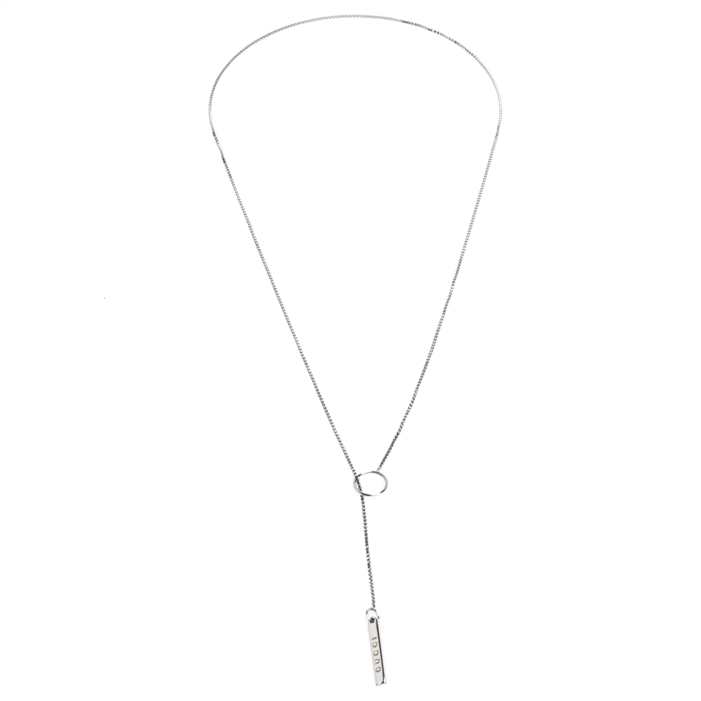 

Gucci 18K White Gold Chain Y Lariat Necklace