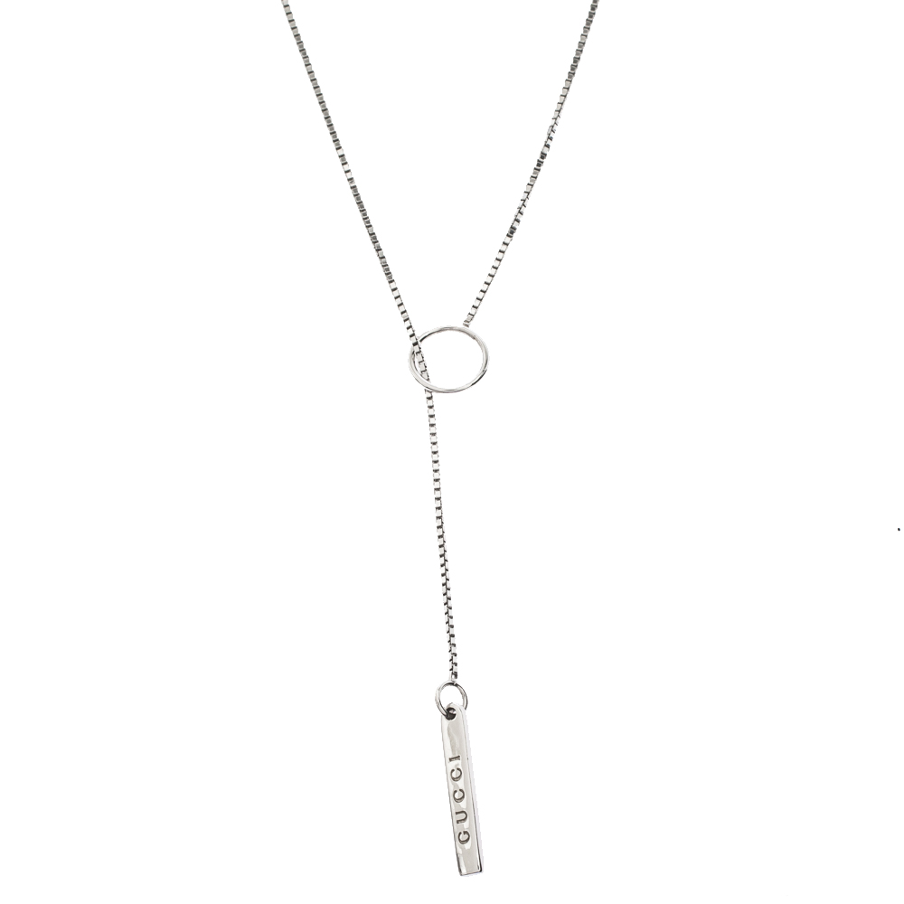 Gucci 18K White Gold Chain Y Lariat Necklace