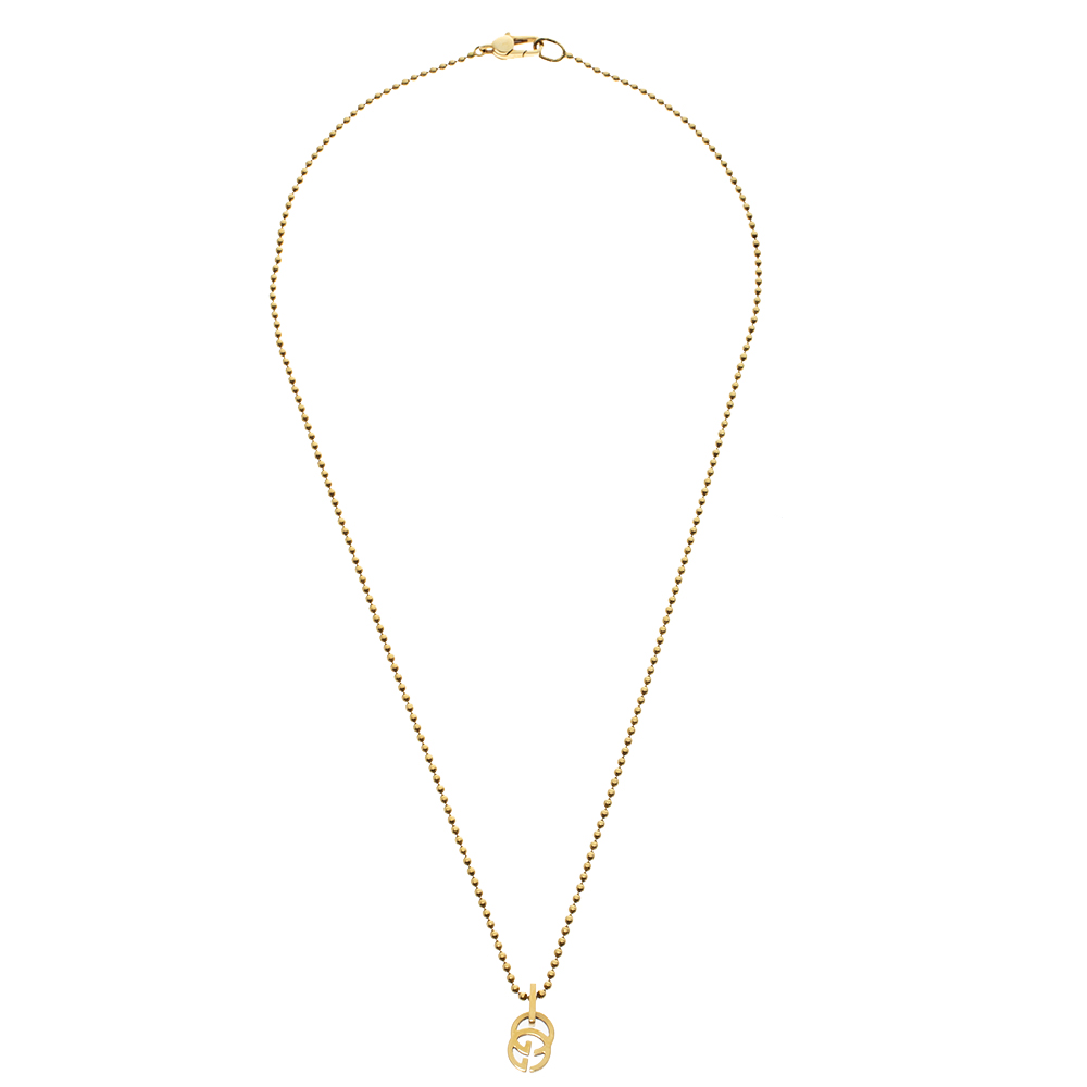 

Gucci GG 18K Yellow Gold Beaded Chain Pendant Necklace