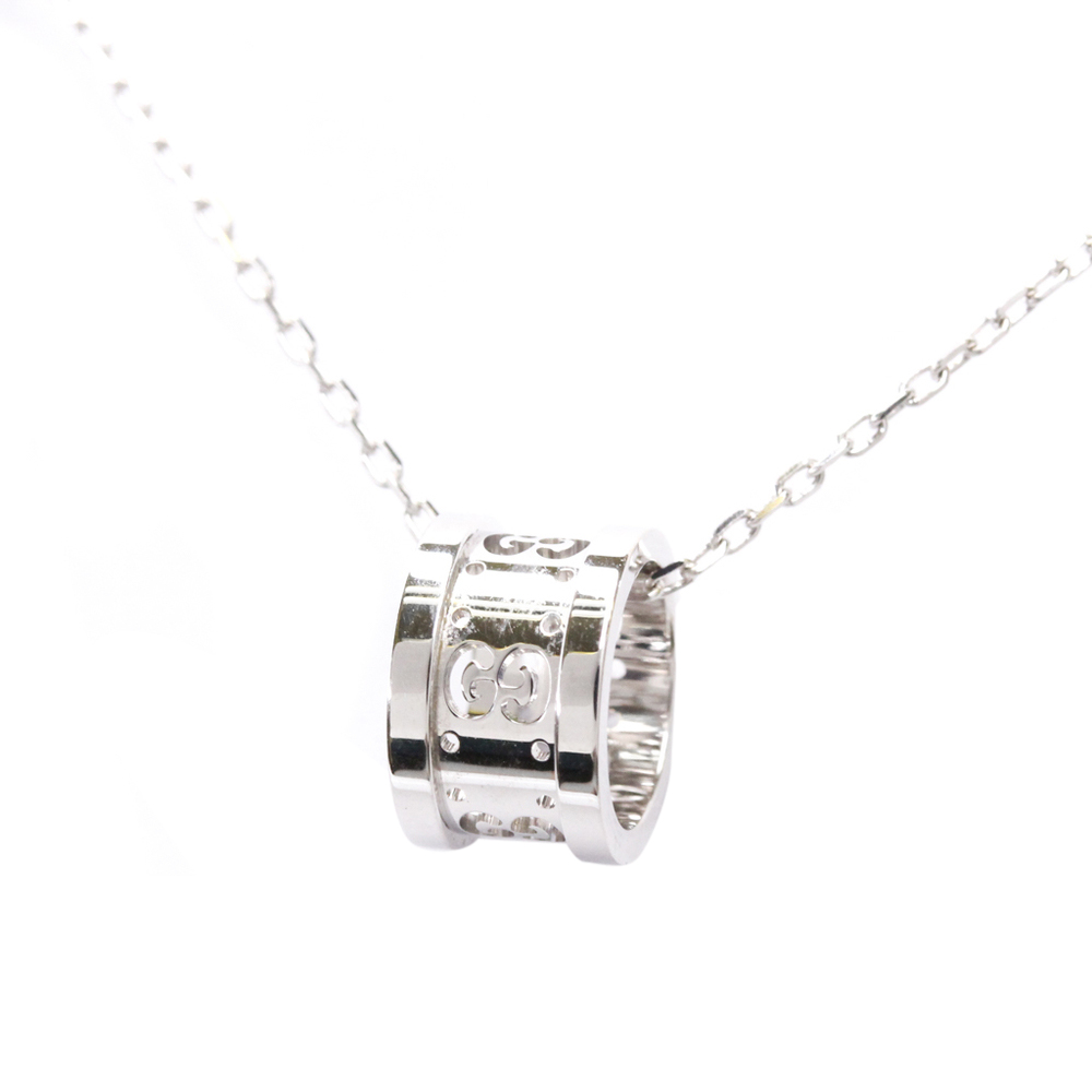 Pre-owned Gucci 18k White Gold Icon Pendant Necklace
