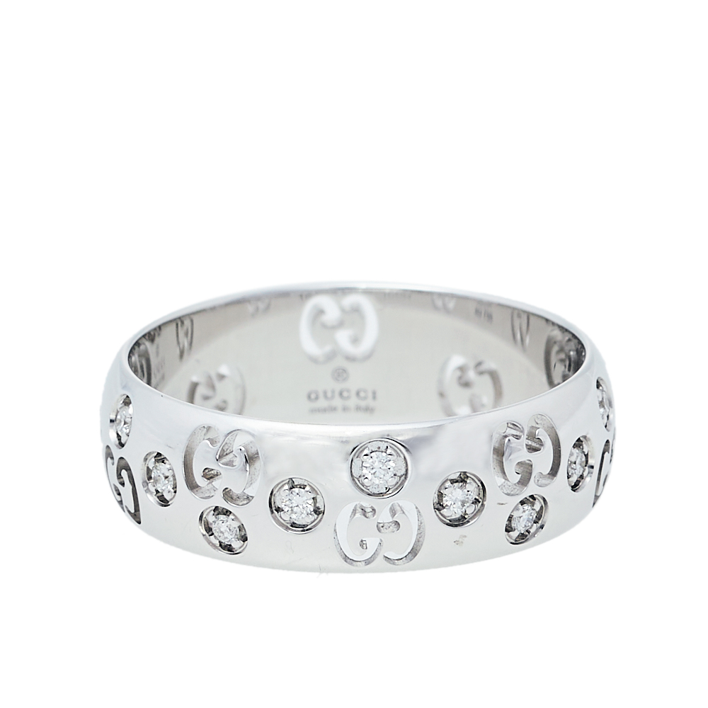 

Gucci Icon Diamond 18K White Gold Bold Ring Size