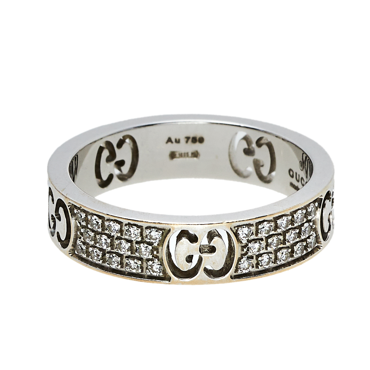 

Gucci Icon Diamond 18k White Gold Band Ring Size