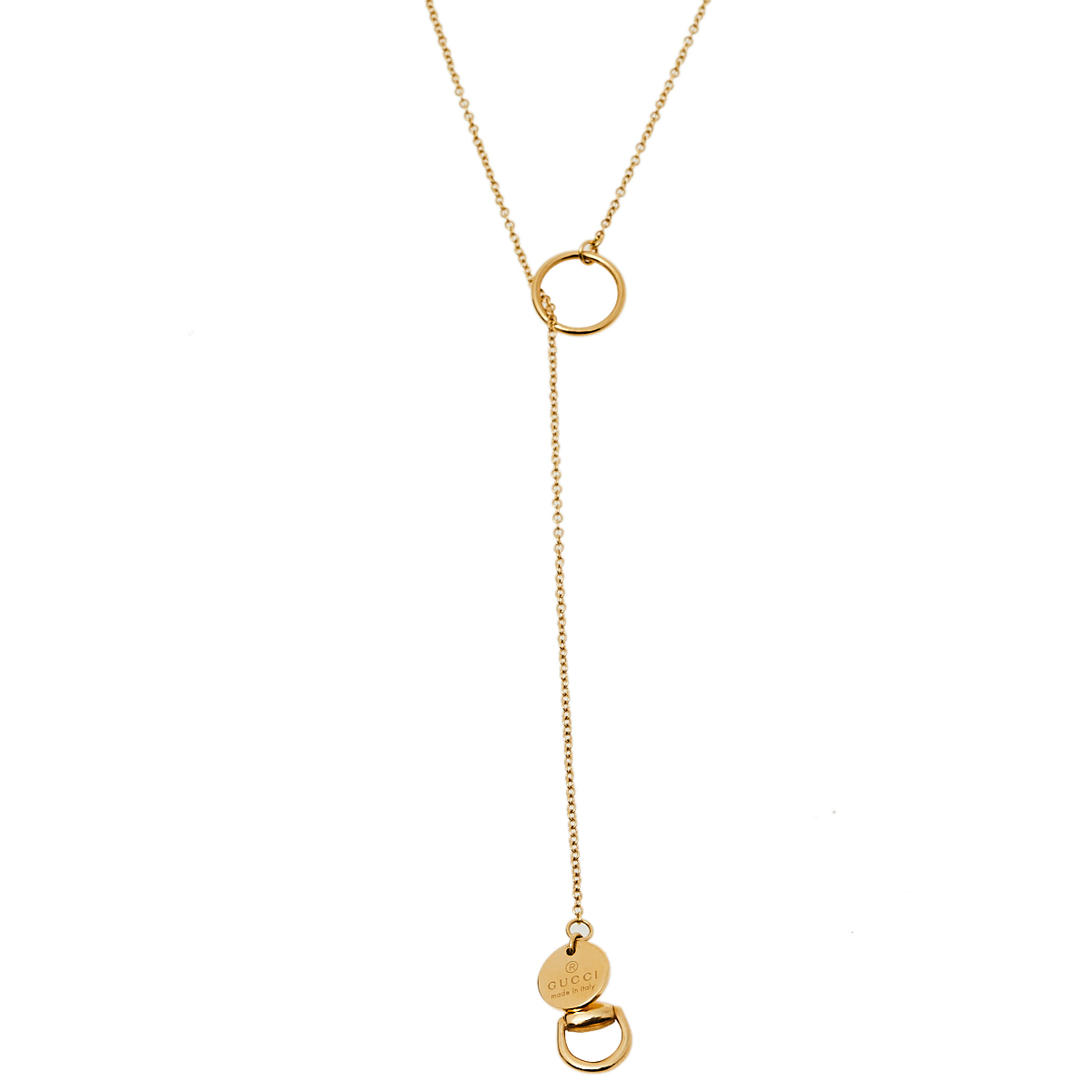 Gucci Horsebit 18K Yellow Gold Lariat Necklace