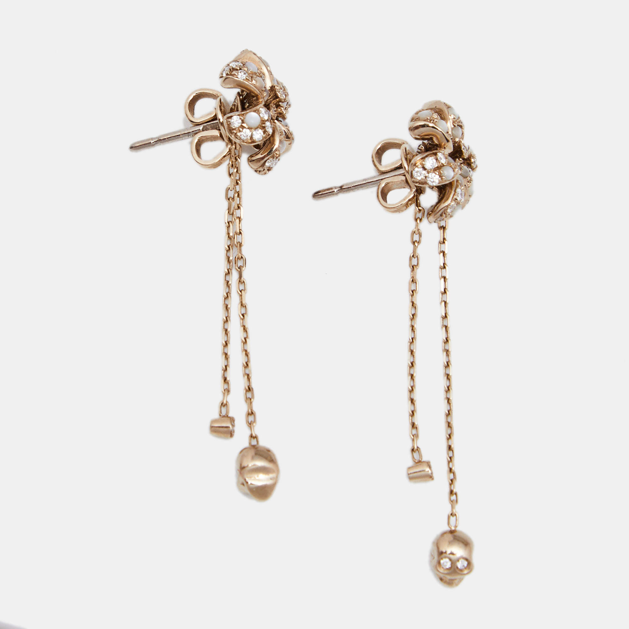 

Gucci Flora Diamond Moonstone 18K Yellow Gold Tassel Earrings