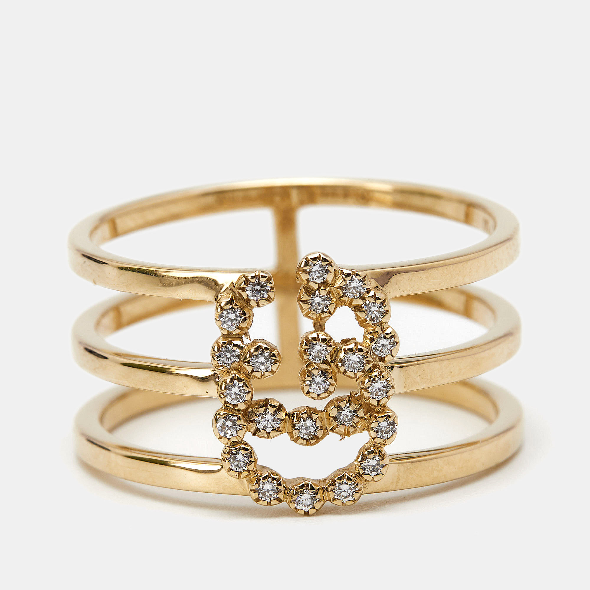 

Gucci Running G Diamond 18k Yellow Gold Ring Size