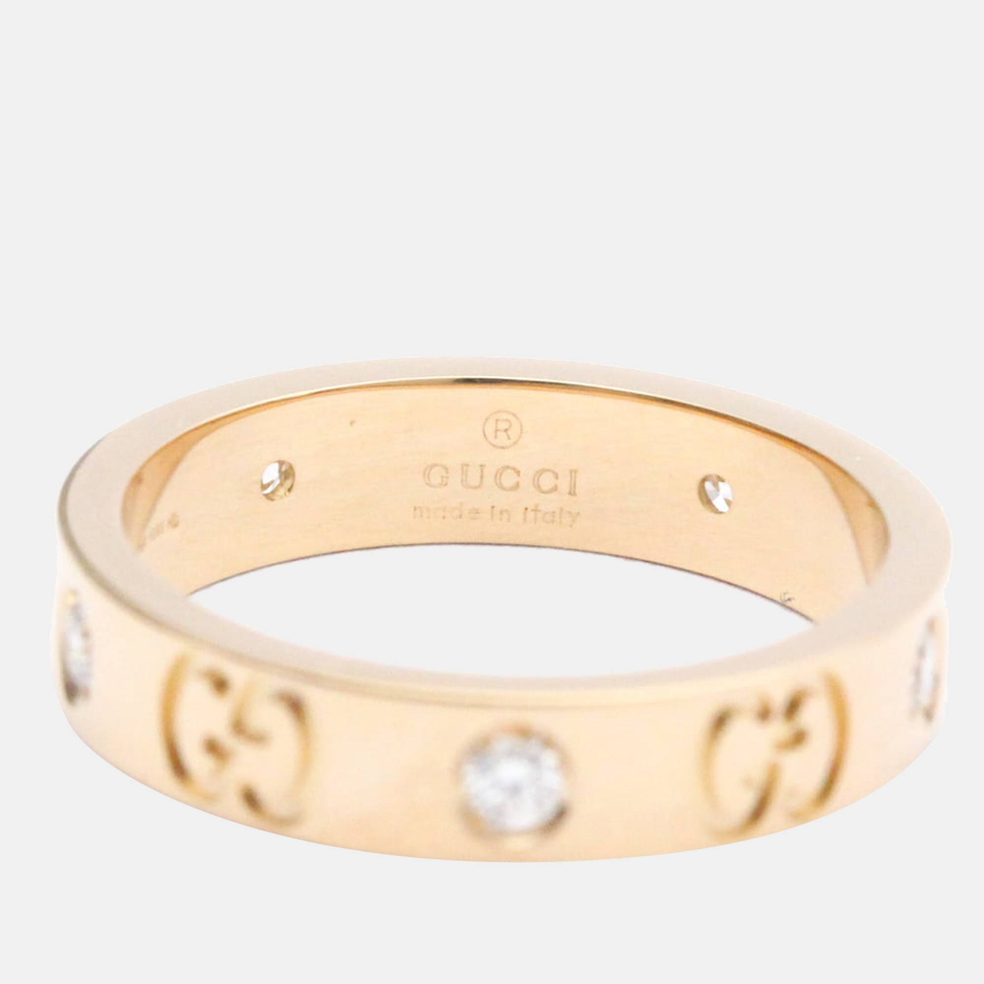 

Gucci 18K Rose Gold Diamond Icon Band Ring US 5