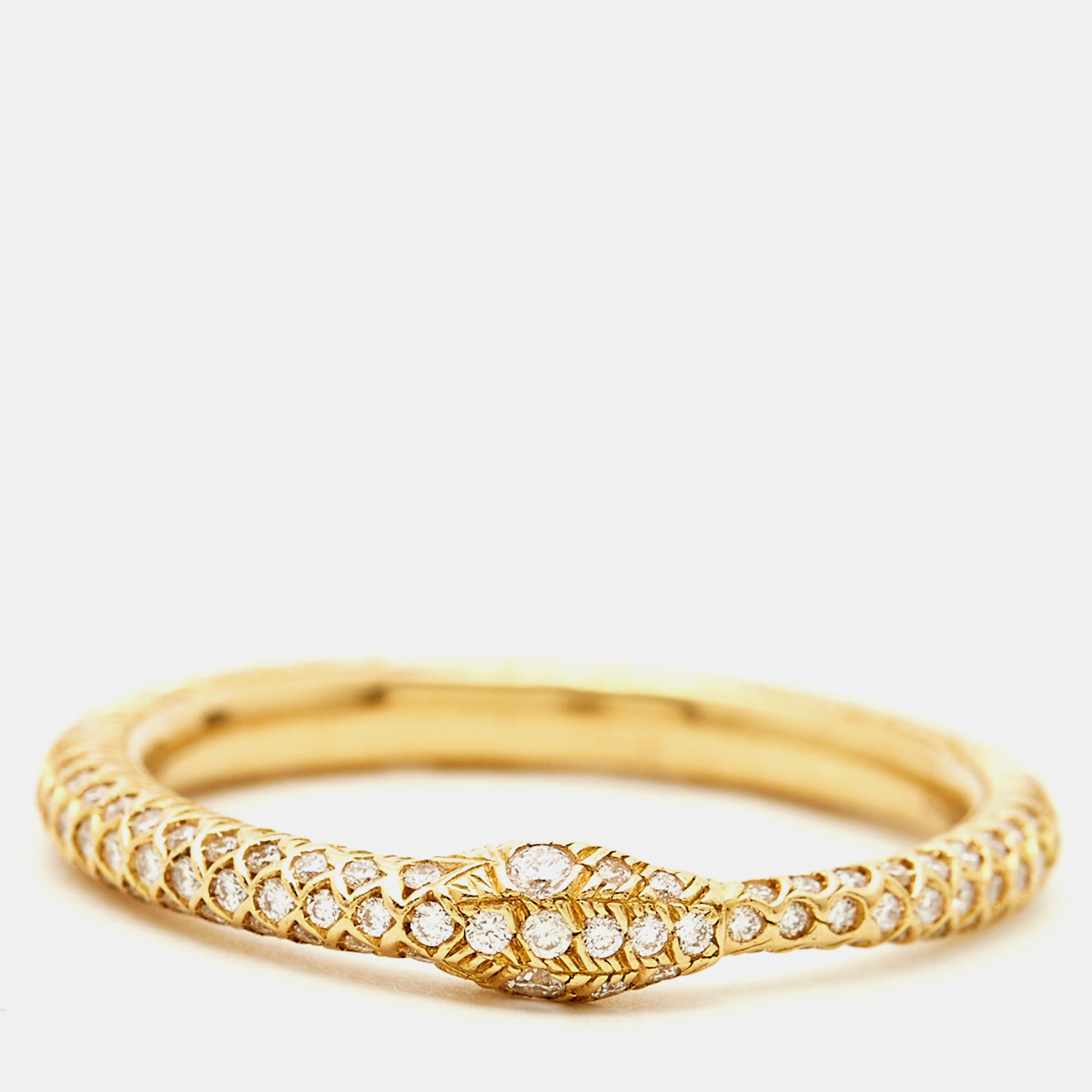 

Gucci Ouroboros Diamond Pavé Snake 18k Yellow Gold Ring Size