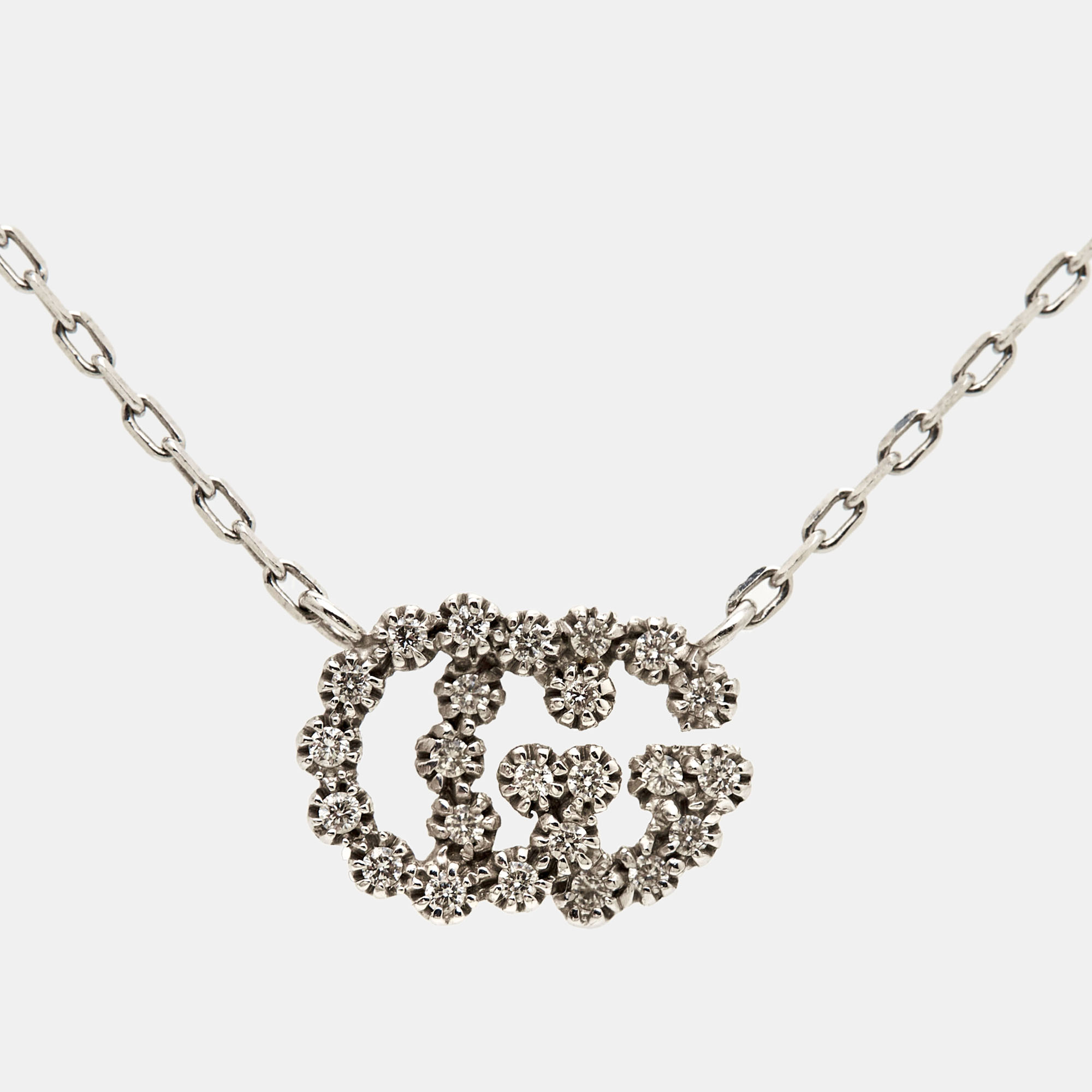 Gucci Sterling Silver GG Marmont Pendant Necklace YBB63254000100U