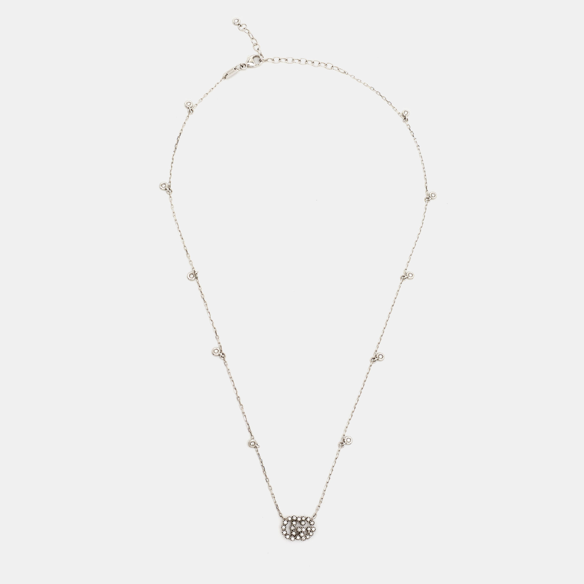 

Gucci GG Running Diamond 18K White Gold Station Necklace