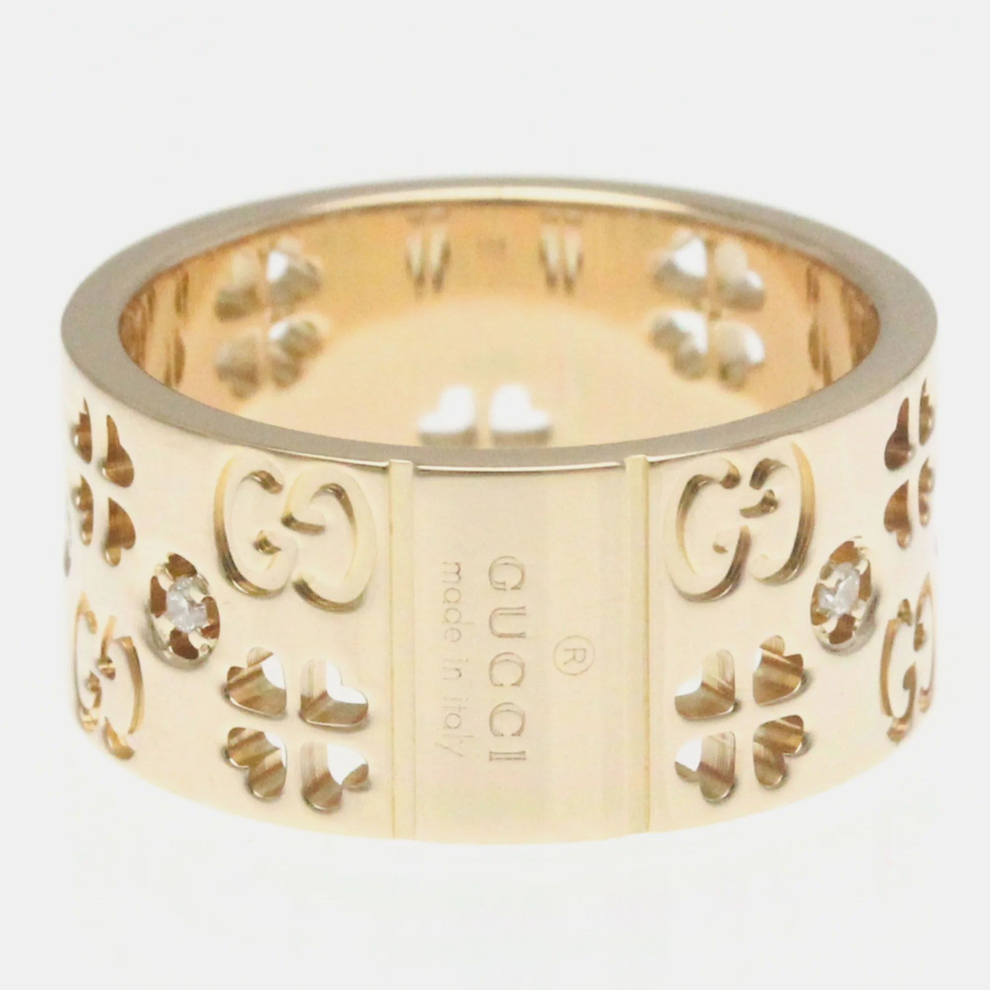 

Gucci 18K Rose Gold and Diamond Icon Band Ring EU 53