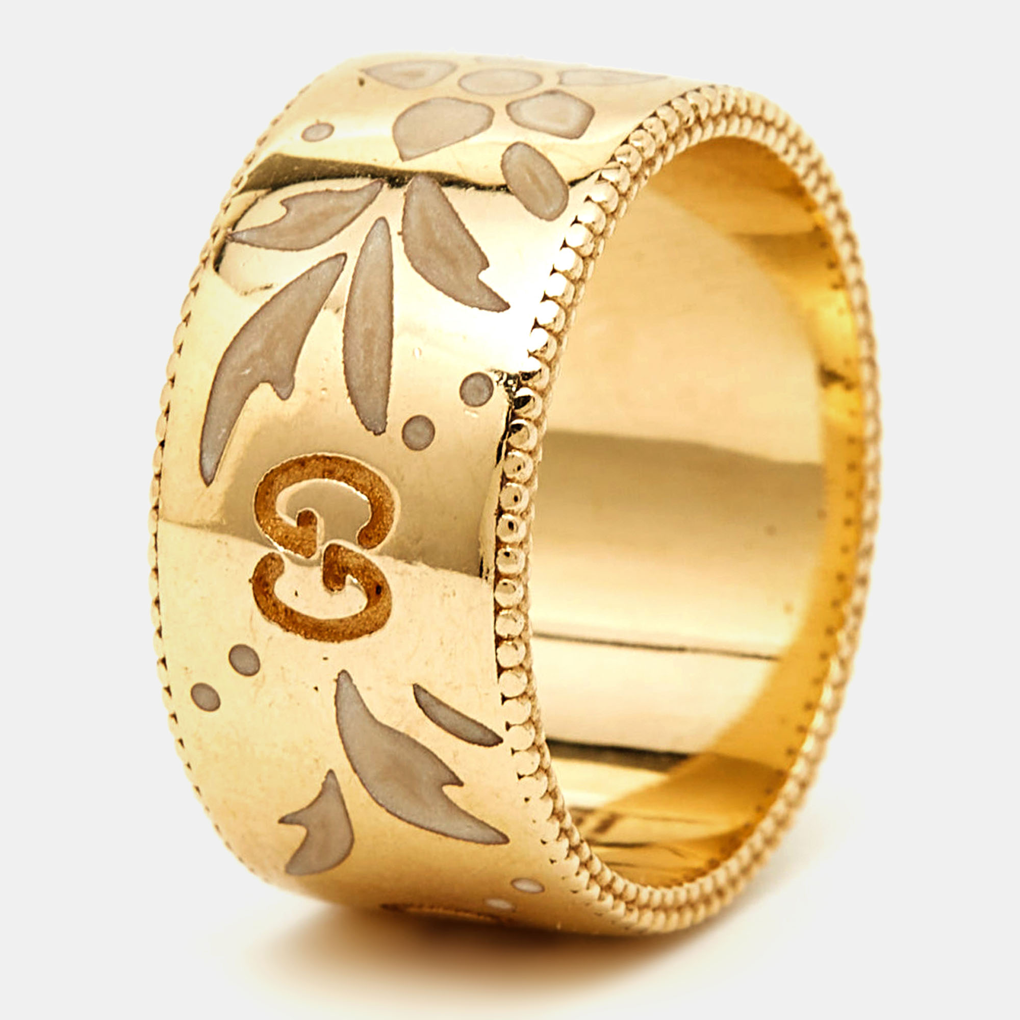 

Gucci GG Icon Blossom Enamel 18k Yellow Gold Ring Size