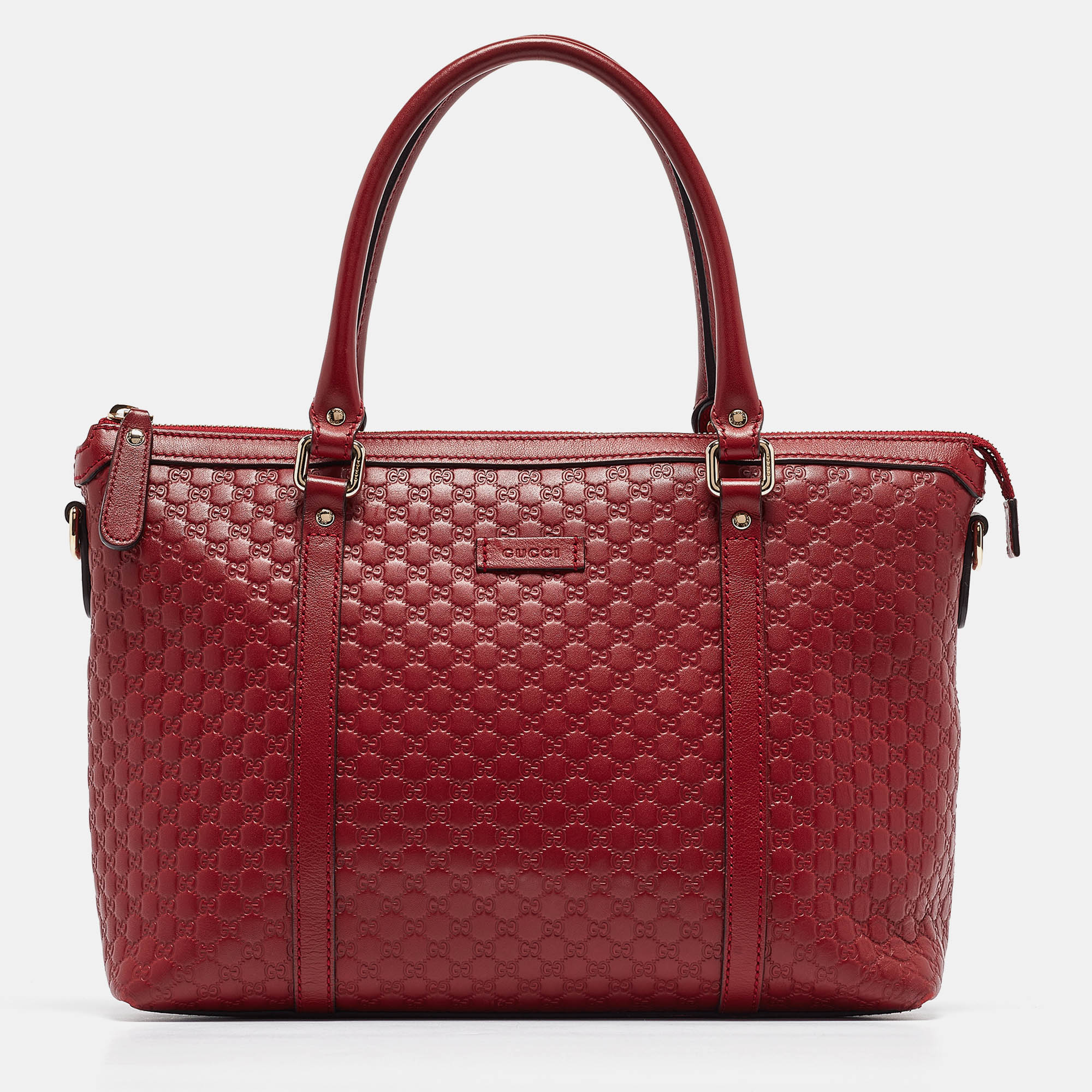 

Gucci Red Guccissima Leather Zip Tote