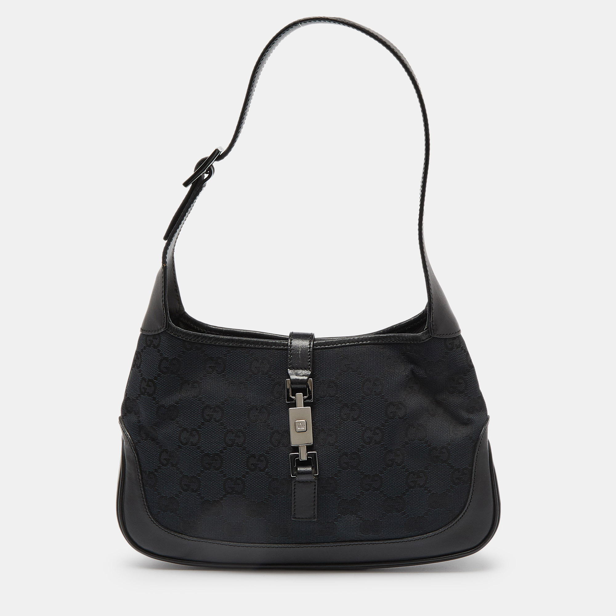 

Gucci Black GG Canvas and Leather Small Jackie O Hobo