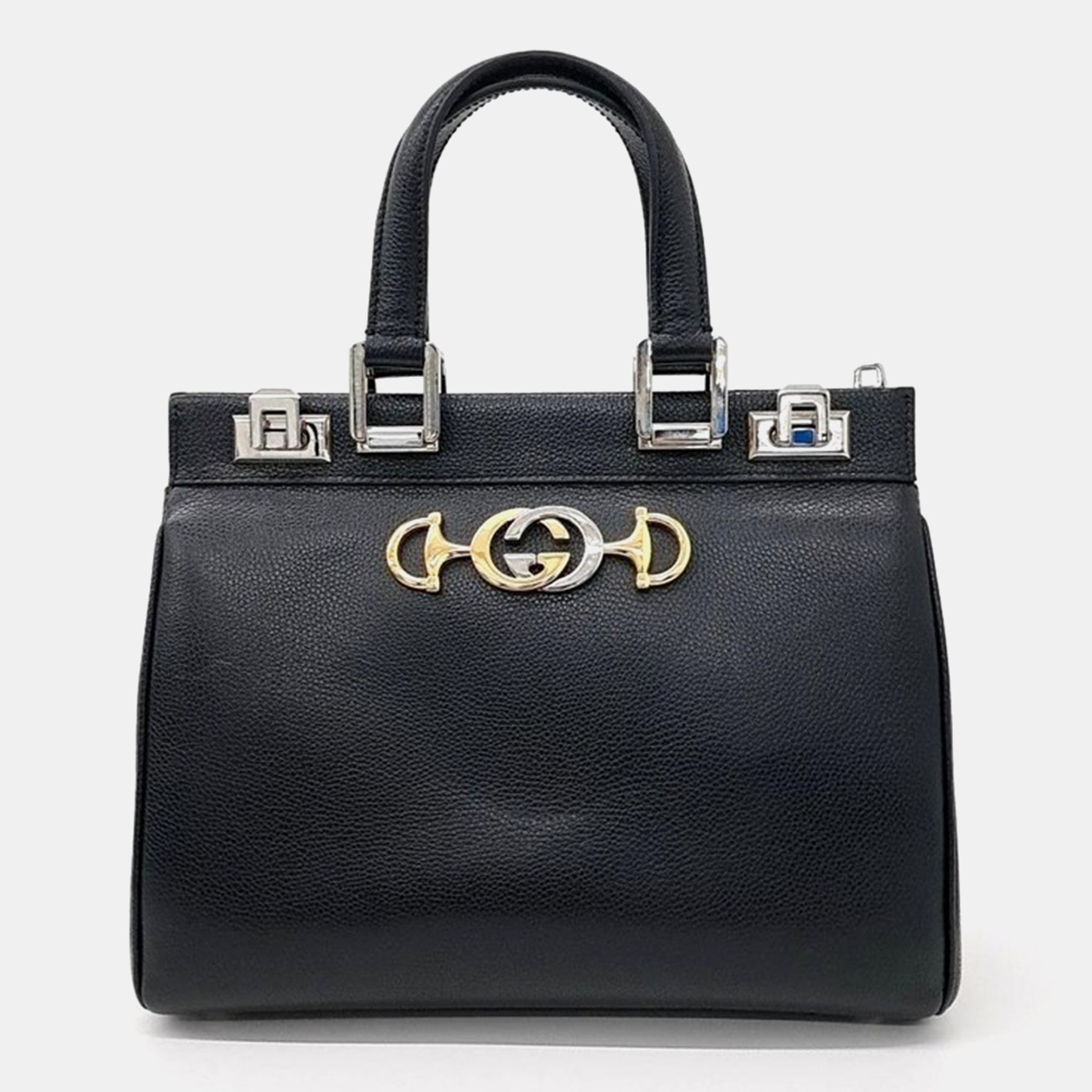 

Gucci Black Leather Zumi Top Handle Small Bag