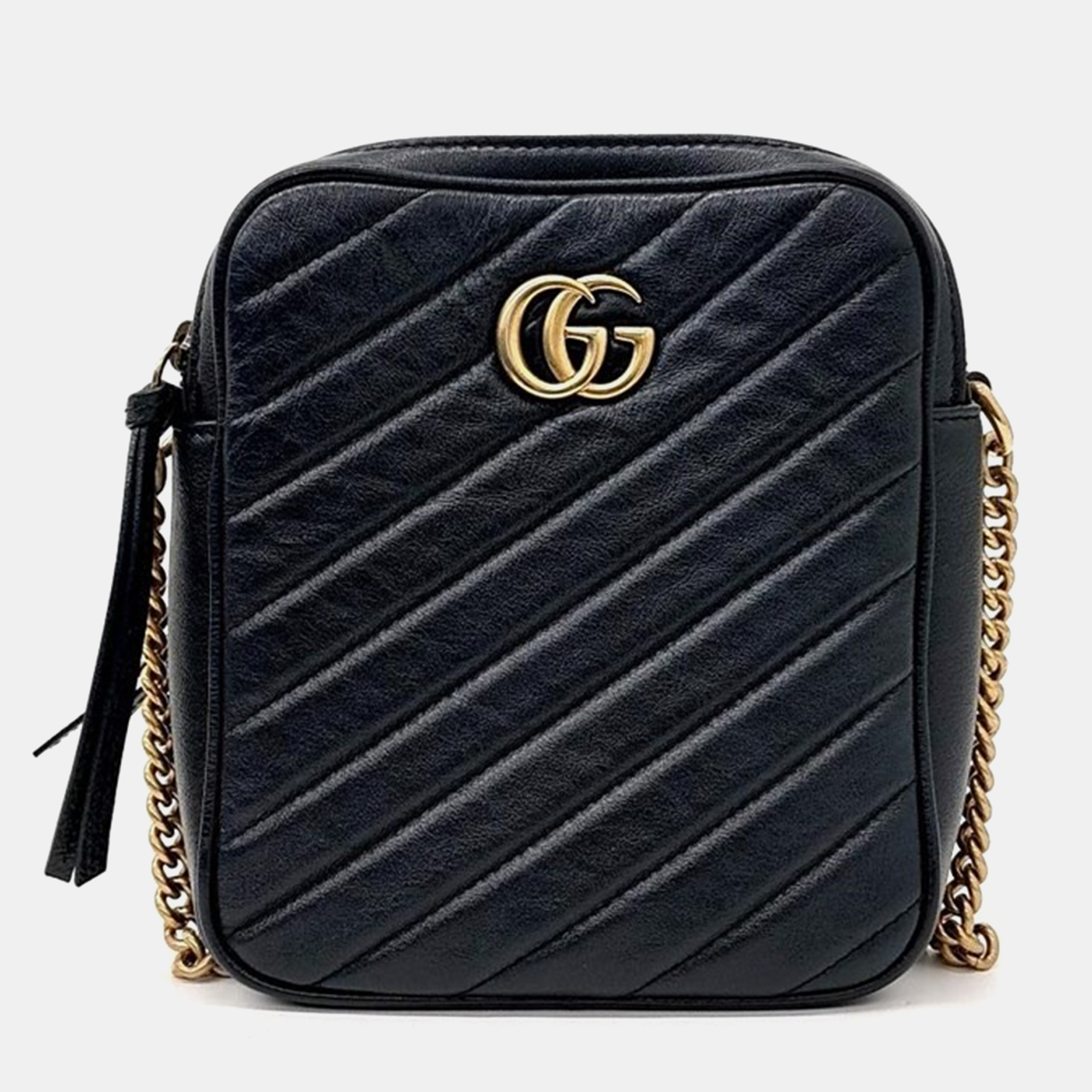 

Gucci Marmont Chain Cross Bag, Black