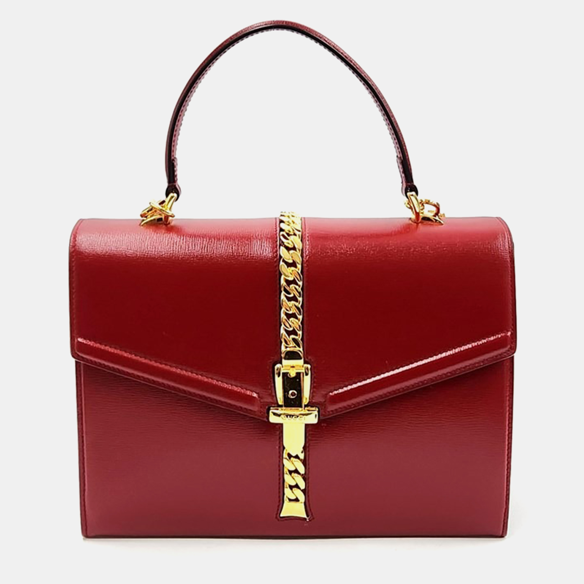 

Gucci Red Leather Sylvie 1969 Top Handle Bag