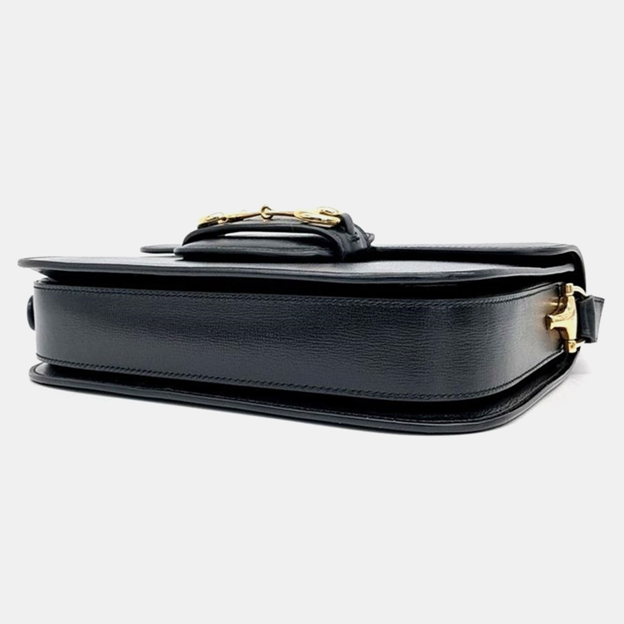 Gucci Black Leather 1955 Horsebit Shoulder Bag 