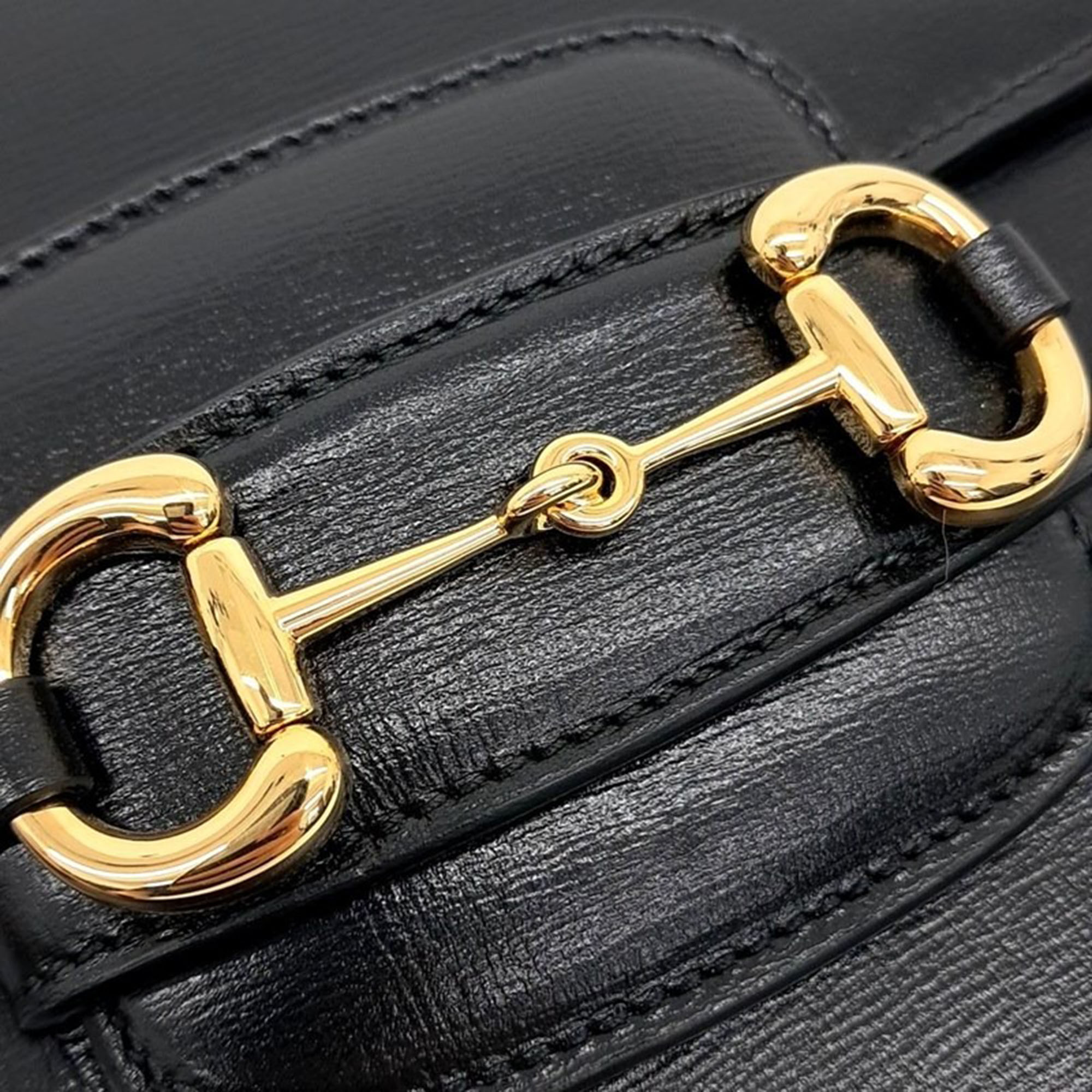 Gucci Black Leather 1955 Horsebit Shoulder Bag 