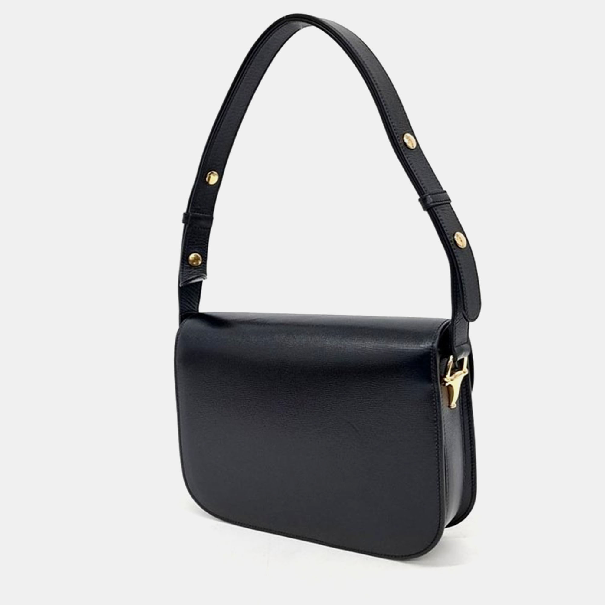 Gucci Black Leather 1955 Horsebit Shoulder Bag 