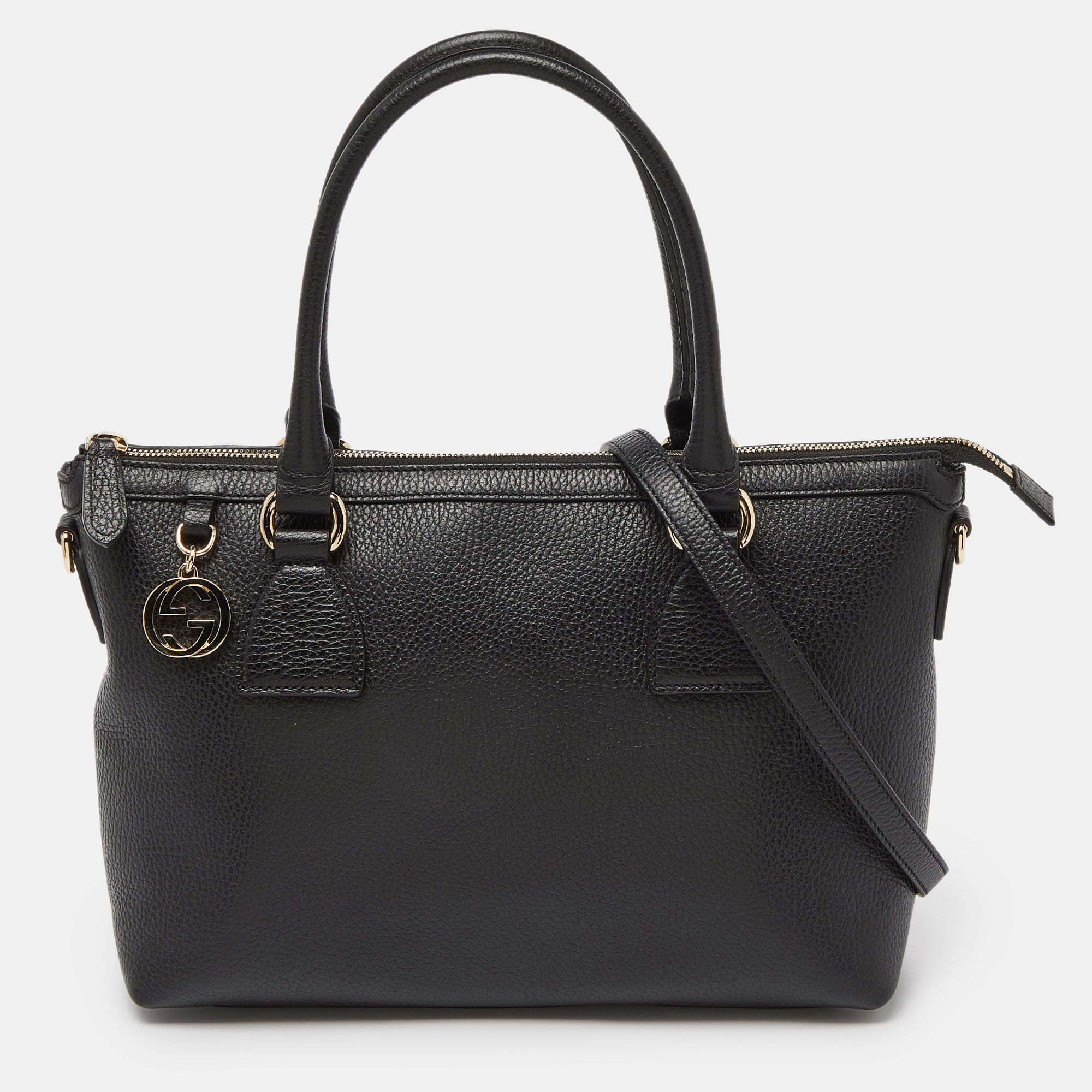 

Gucci Black Leather GG Charm Tote