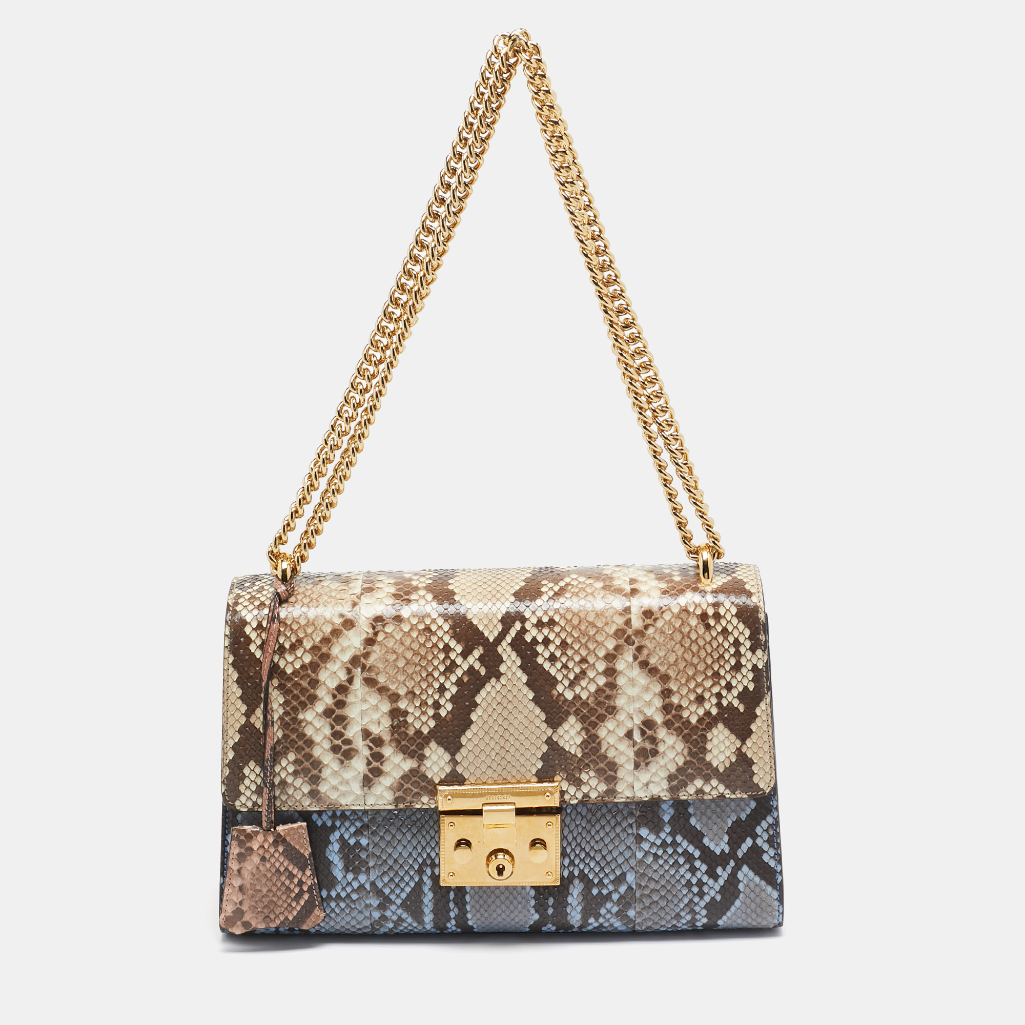 

Gucci Multicolor Python Medium Padlock Flap Shoulder Bag