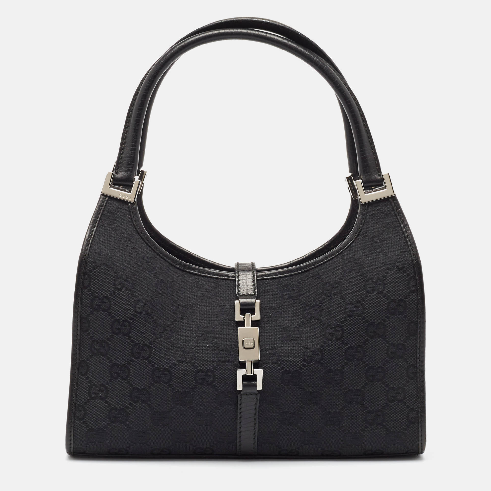 

Gucci Black GG Canvas and Leather Small Bardot Bag