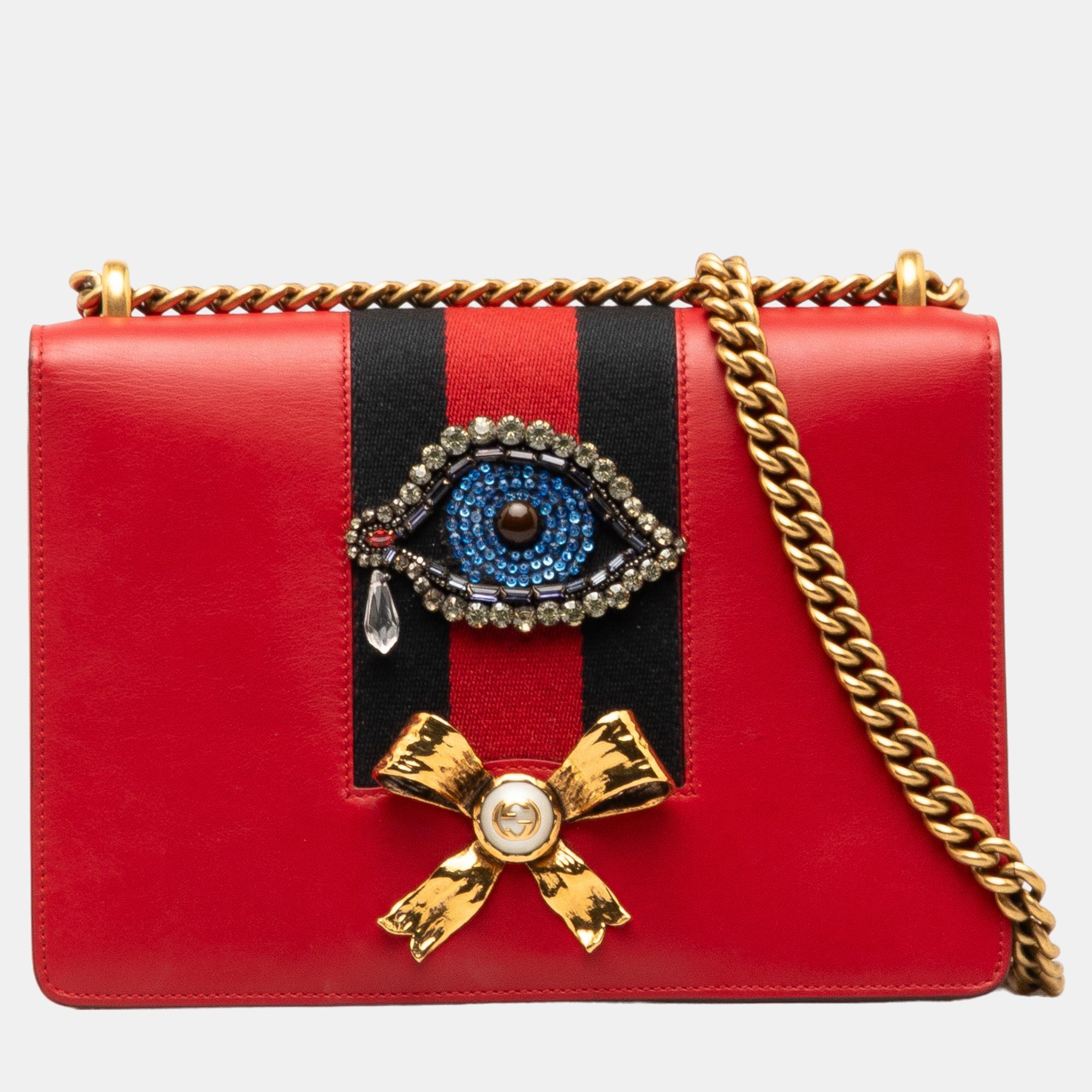 

Gucci Red Web Peony Shoulder Bag