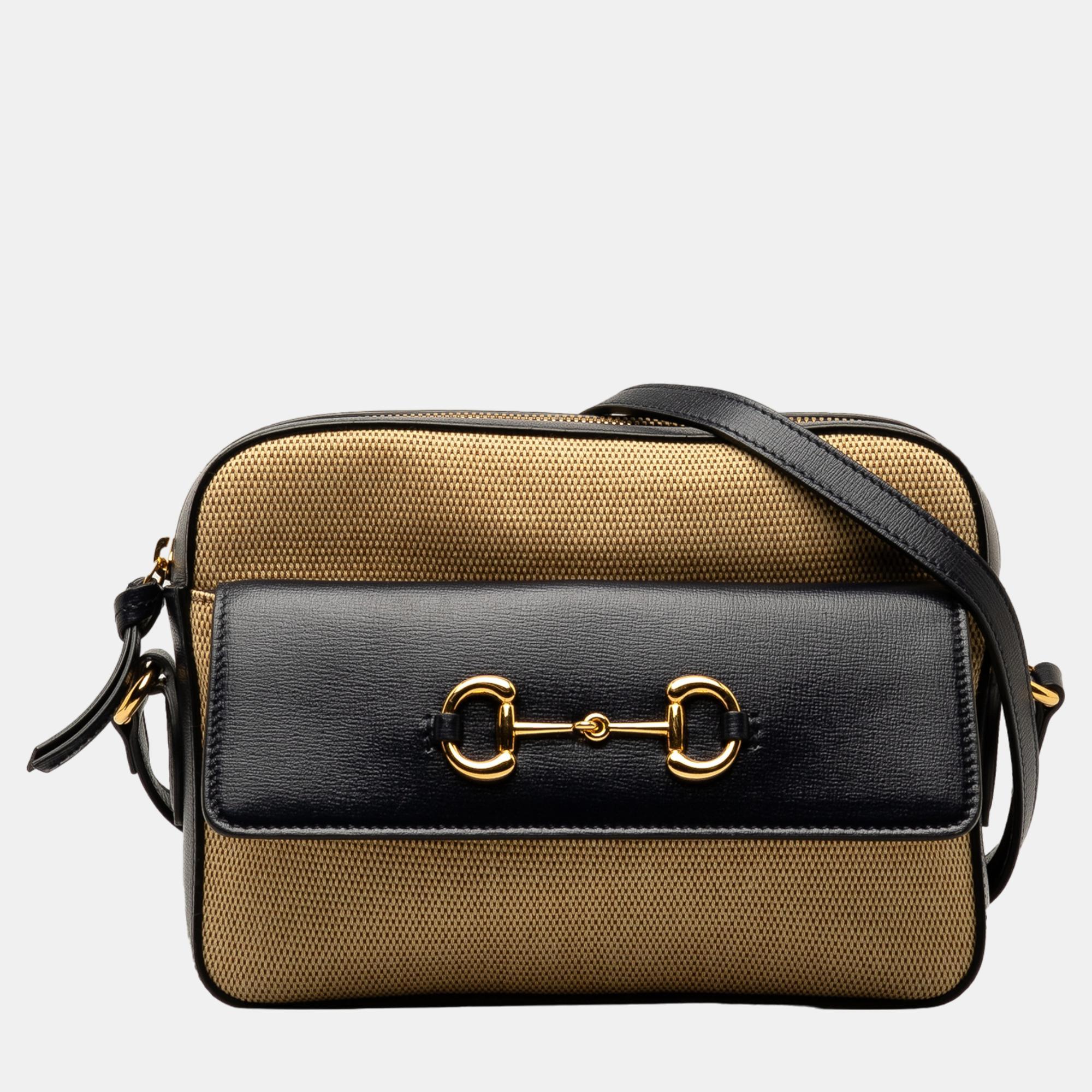 

Gucci Brown/Beige Horsebit 1955 Flap Pocket Camera Bag