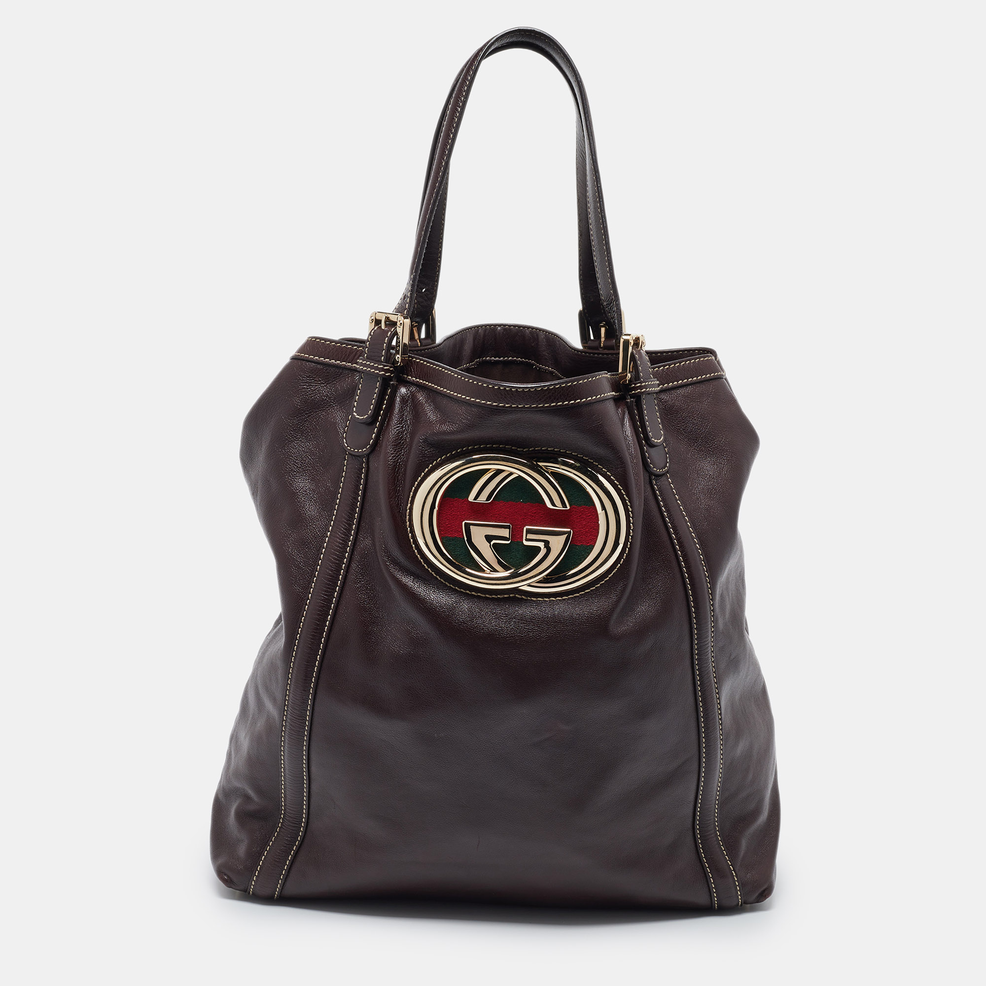 

Gucci Brown Leather Large Britt Tote