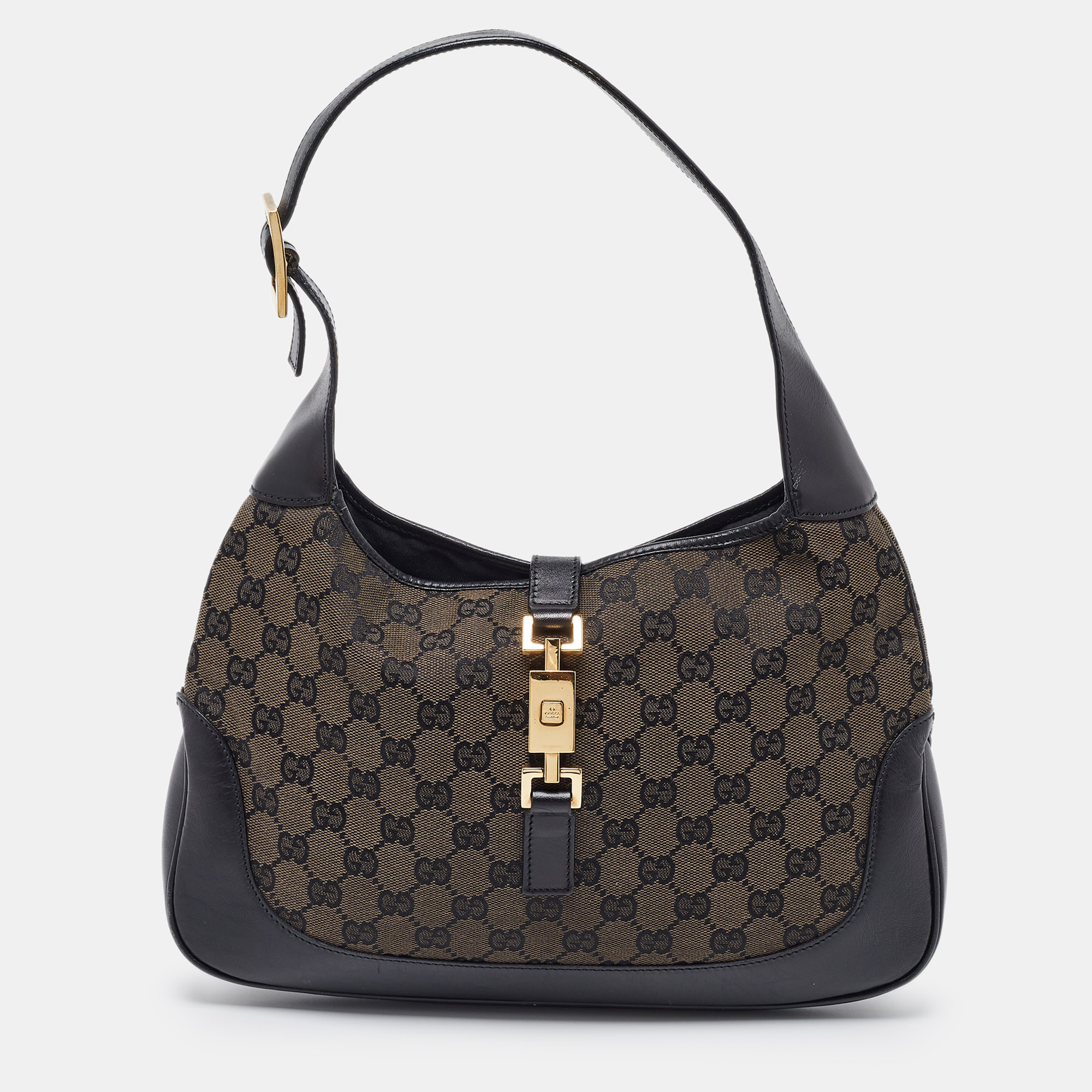 

Gucci Black GG Canvas and Leather Jackie O Hobo