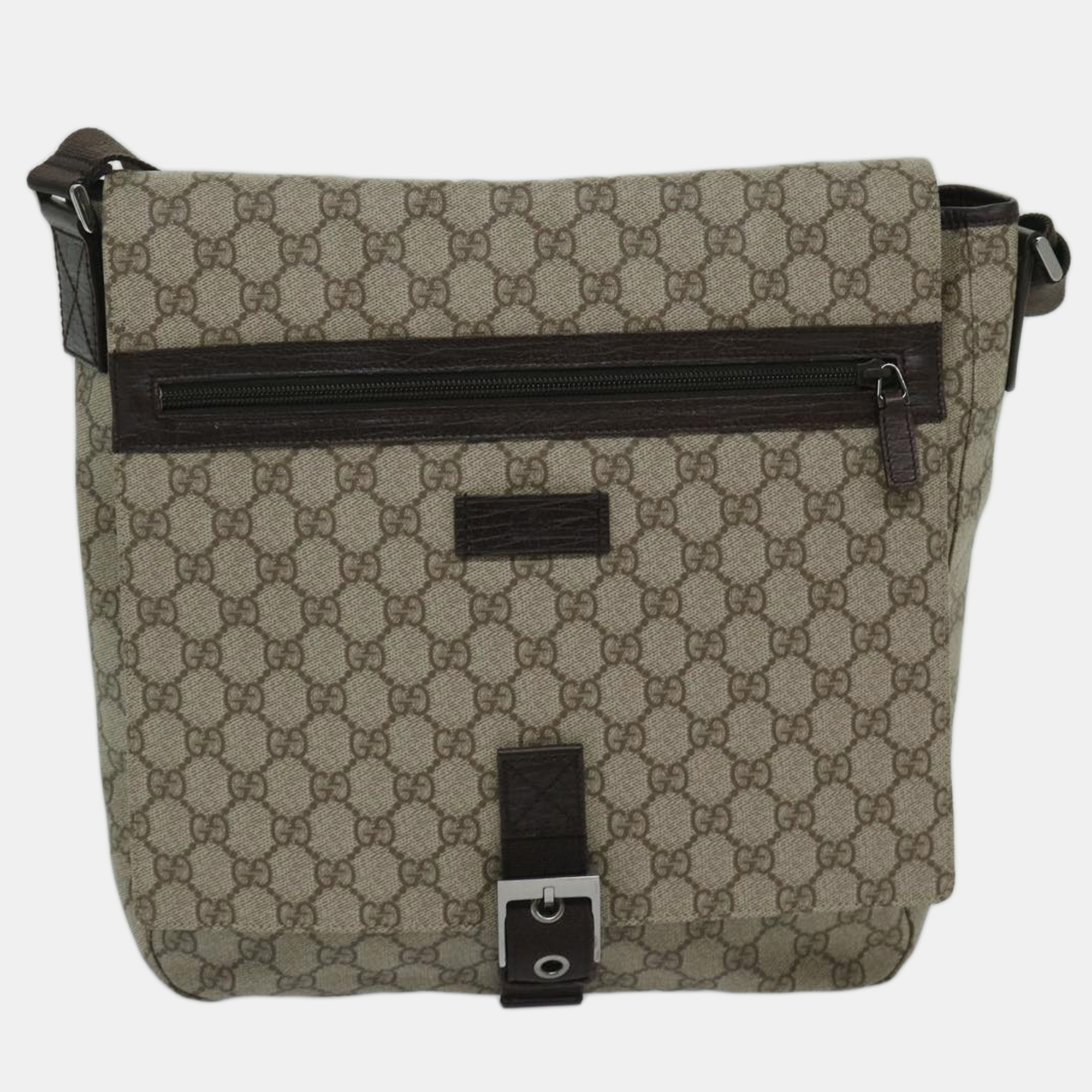 Pre-owned Gucci Beige Canvas Gg Supreme Shoulder Bag