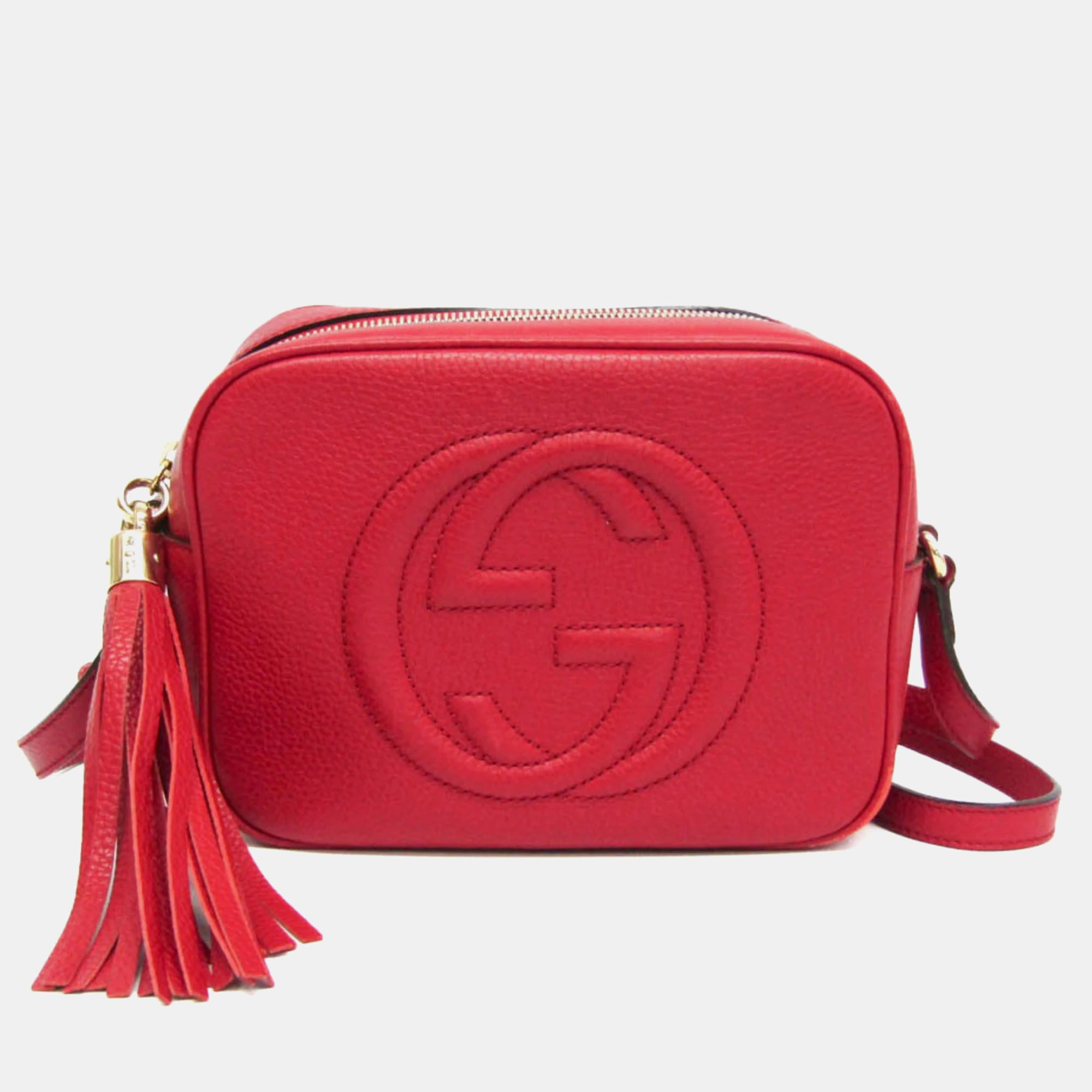 Pre-owned Gucci Red Leather Soho Disco Shoulder Bag