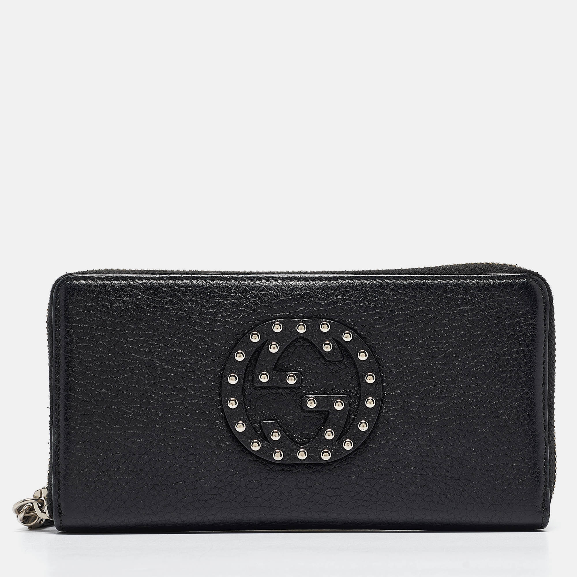 

Gucci Black Leather Studded Soho Continental Wallet
