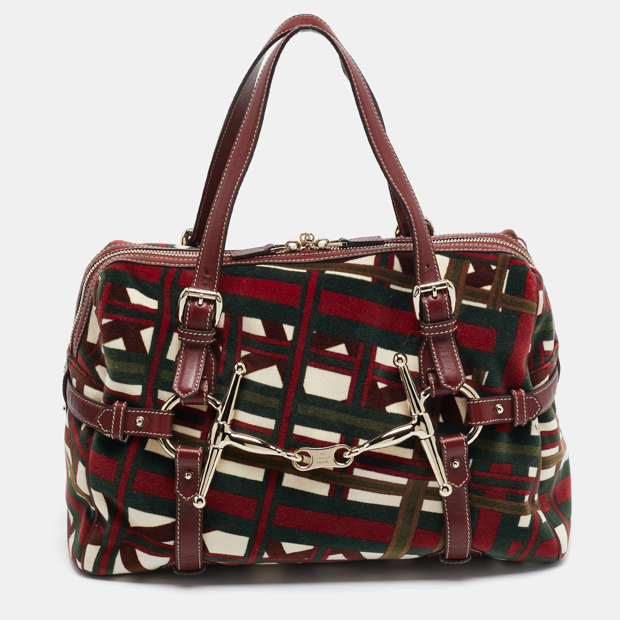 

Gucci Multicolor Velvet and Leather Medium 85th Anniversary Boston Bag