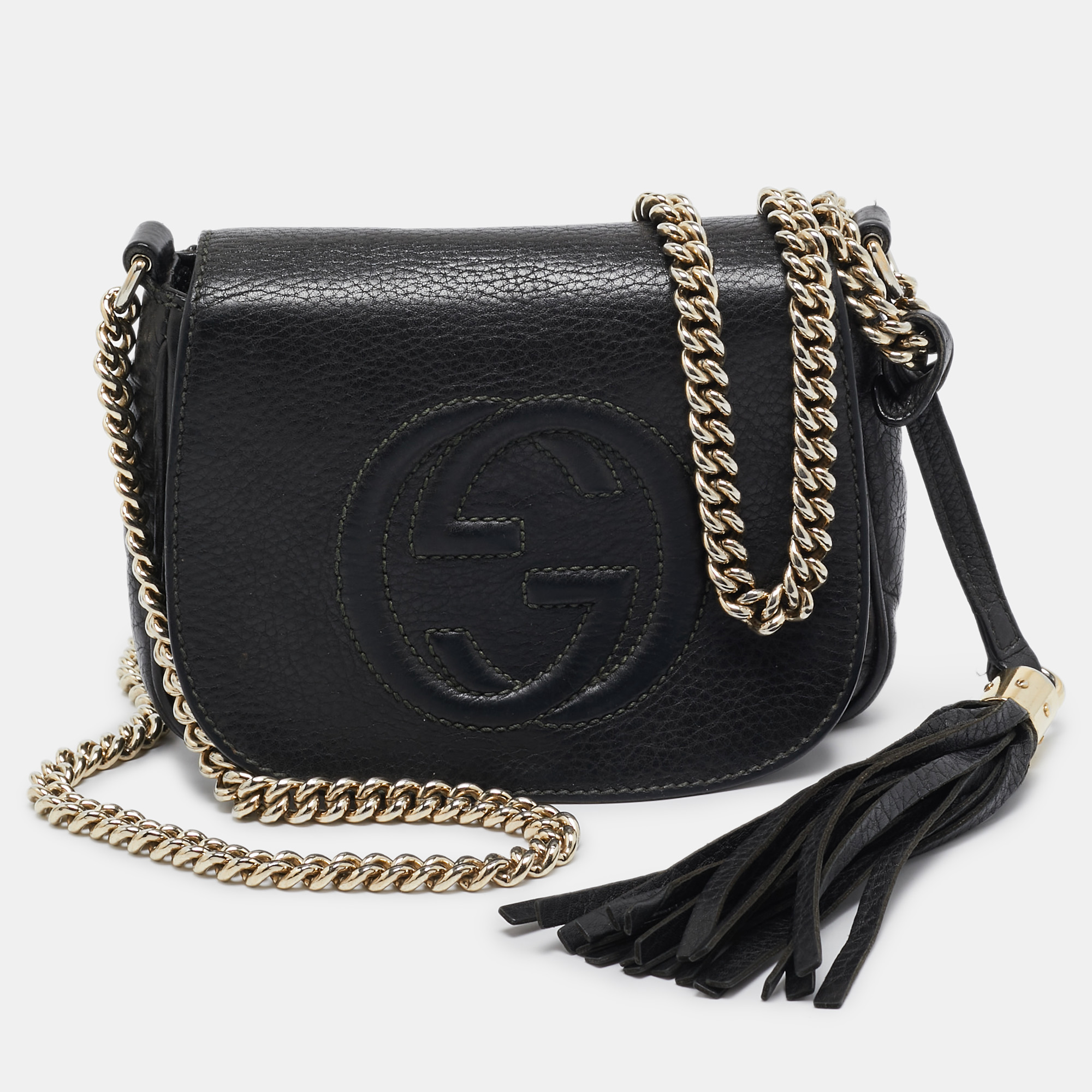 

Gucci Black Leather Soho Flap Chain Crossbody Bag