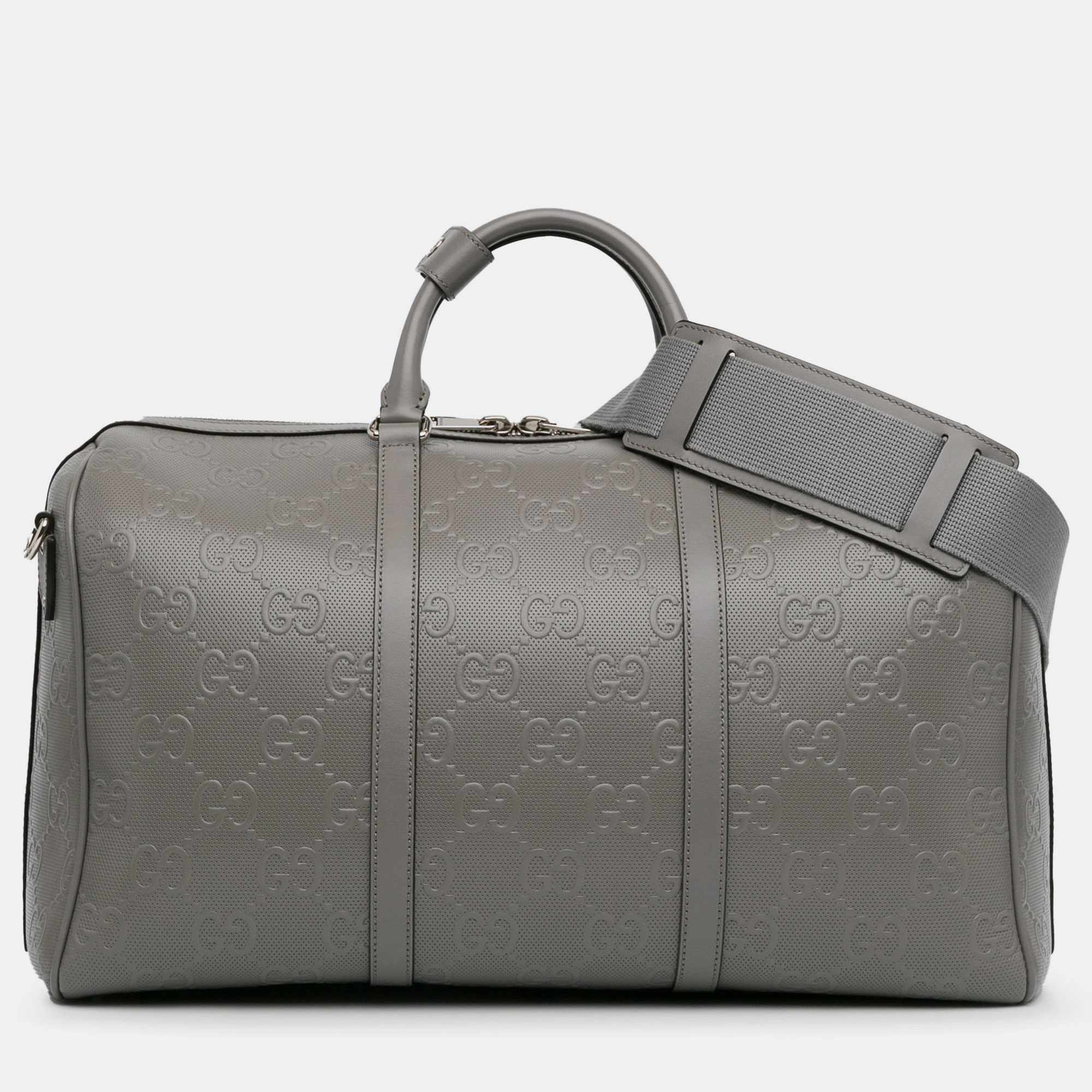 

Gucci Small Jumbo GG Leather Duffle Bag, Grey