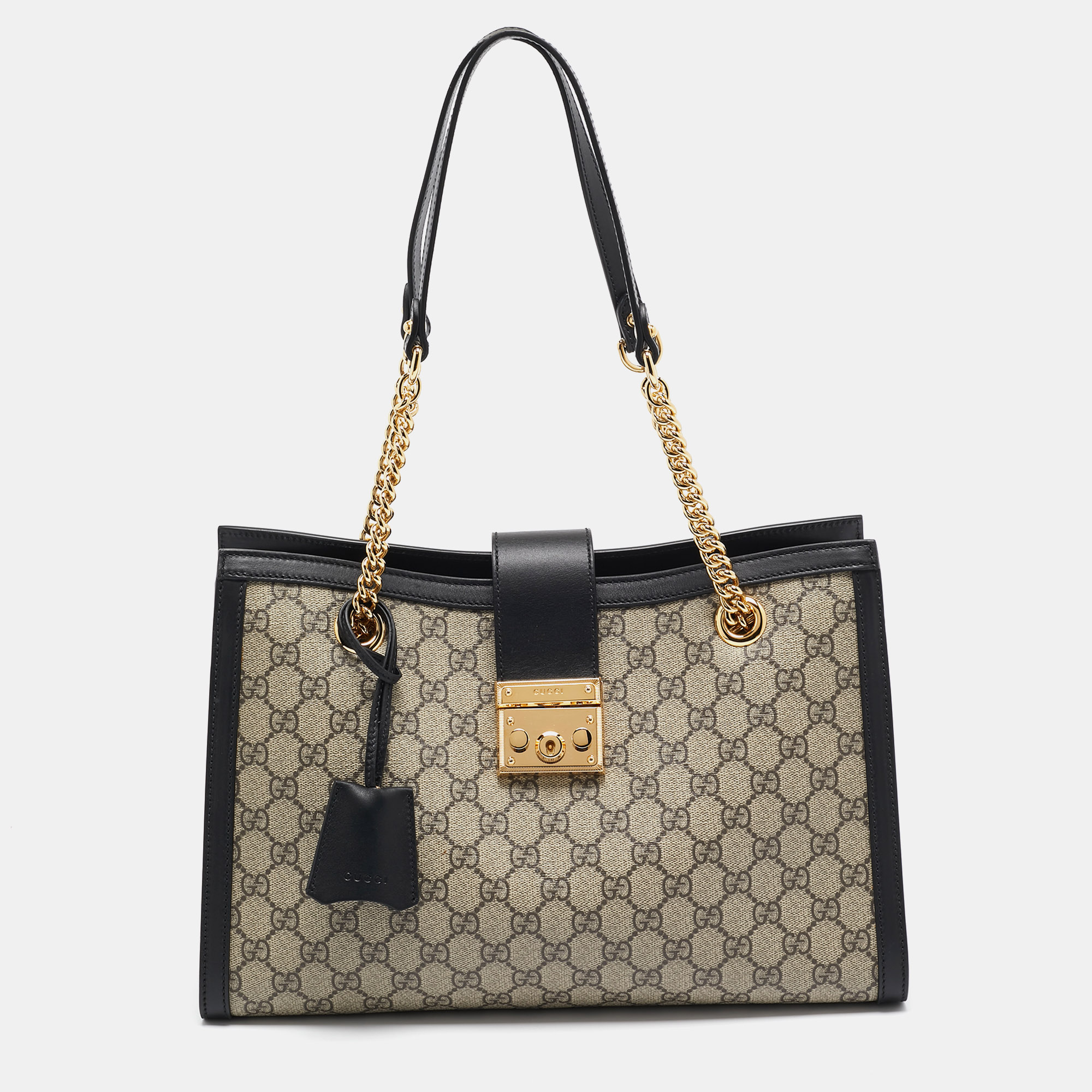 

Gucci Beige/Black GG Supreme Canvas  Padlock Shoulder Bag