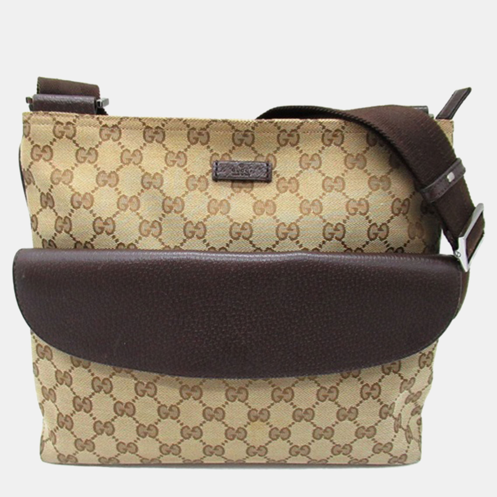 Pre-owned Gucci Brown Canvas Gg Canvas Crossbody Bag