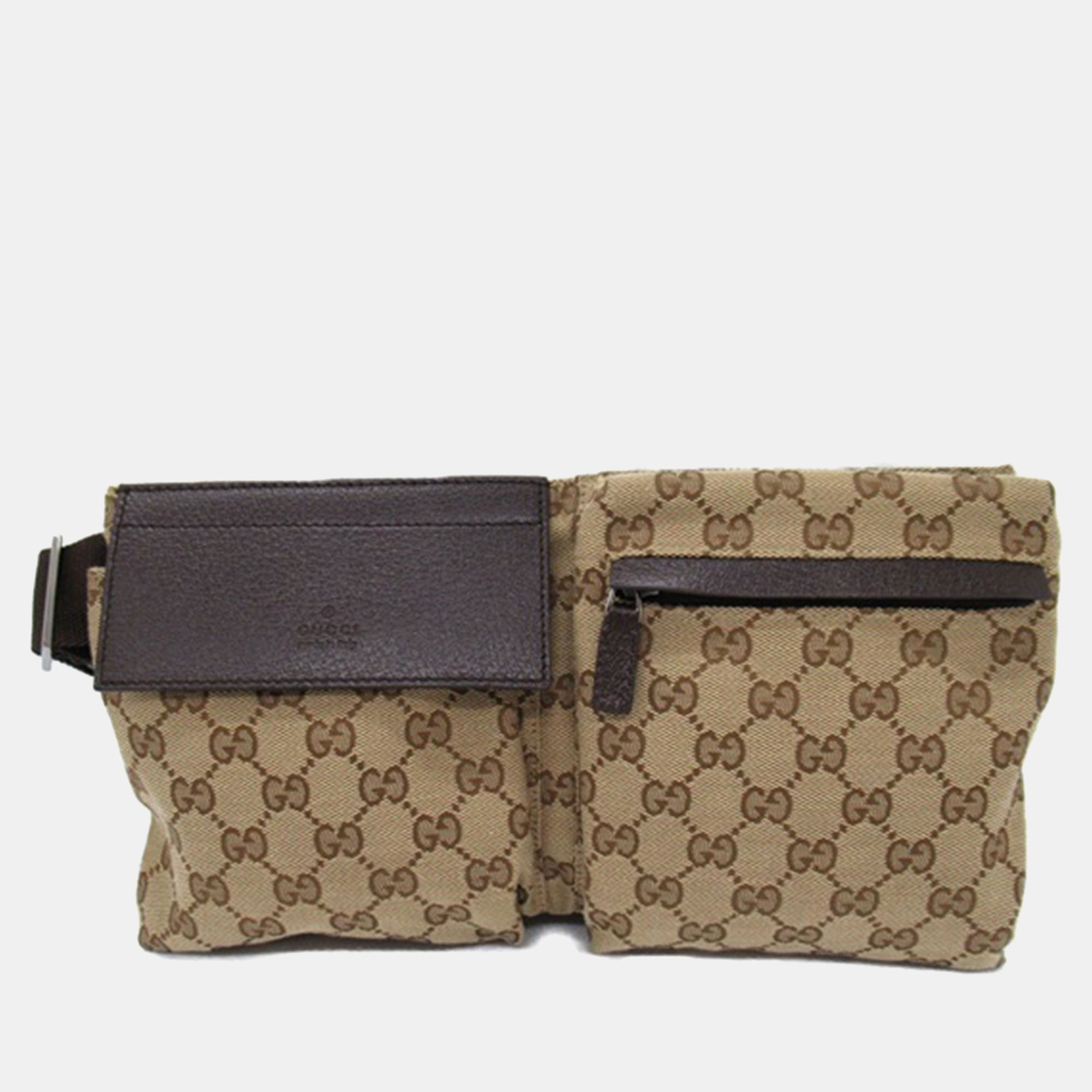 

Gucci Beige GG Canvas Double Pocket Belt Bag