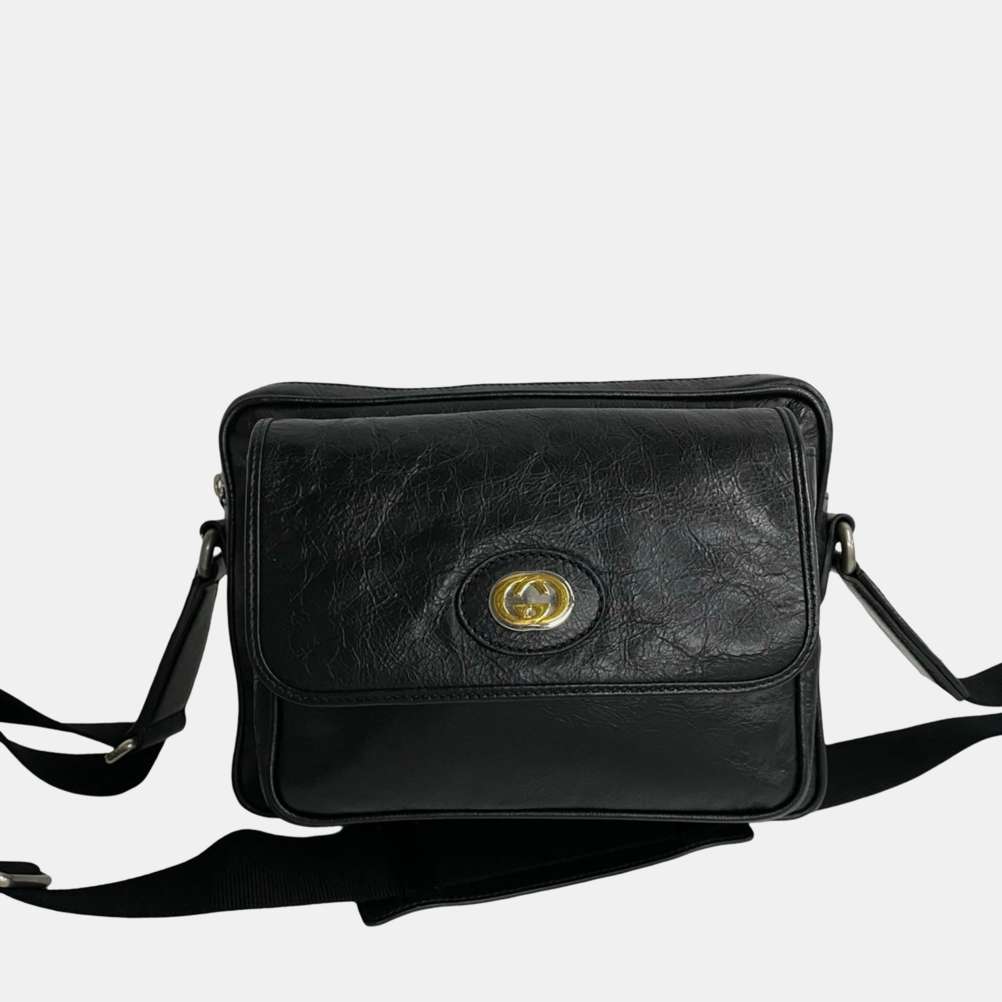 Pre-owned Gucci Black Leather Medium Morpheus Crossbody Bag